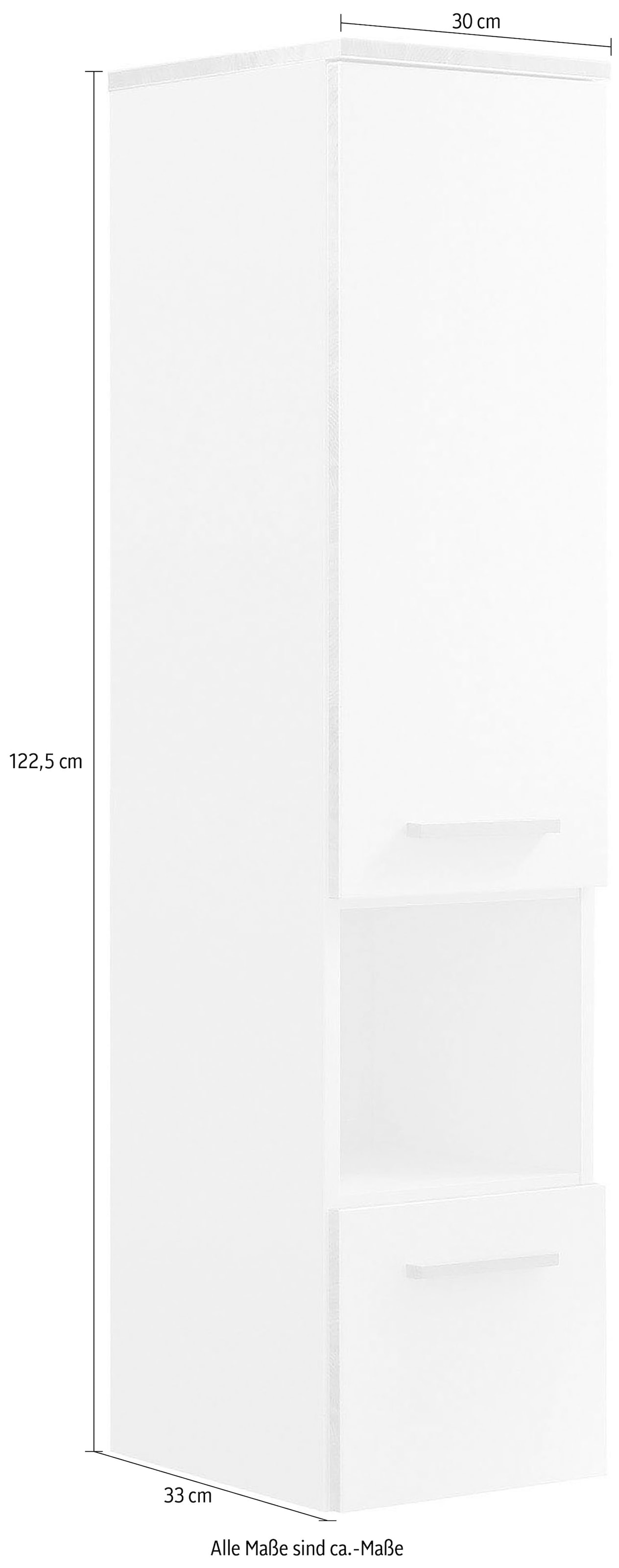 Saphir Midischrank »Quickset 931 Badschrank in Weiß Glanz, 1 Tür, 1 Nische, 1 Schublade« 2 Glas-Einlegeböden, inkl. Türdämpfer, 30 cm breit, 123,2 cm hoch