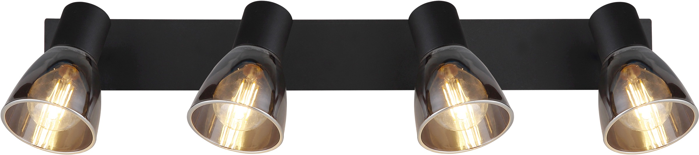 GLOBO LIGHTING Deckenstrahler »CLAUDE«, Leuchtmittel E14 | ohne Leuchtmittel, Deckenspot/schwarz/Glas rauchfarben/LxBxH: 500x70x155mm