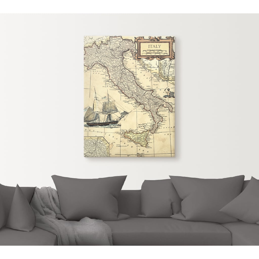 Artland Wandbild »Italienkarte«, Landkarten, (1 St.)