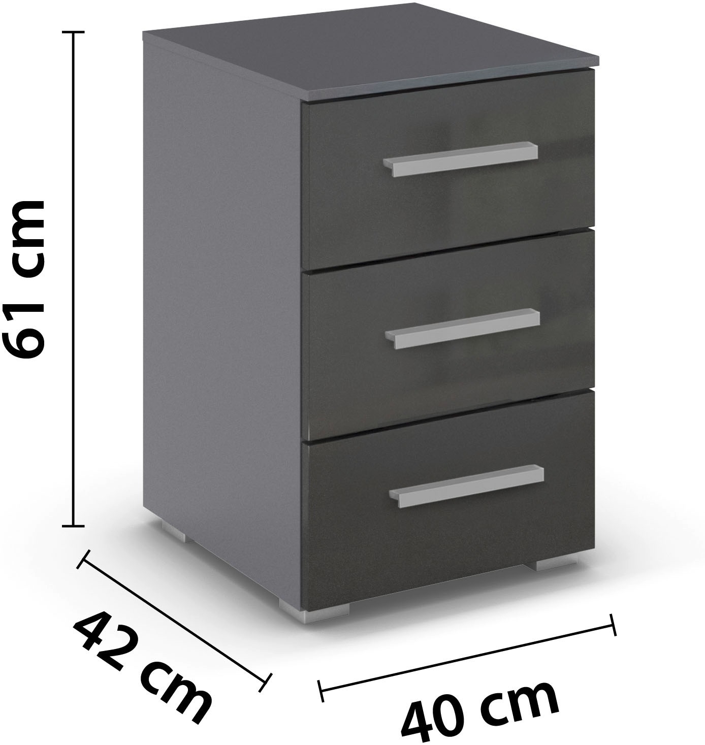 rauch Nachtkommode »Nachttisch Nachtkonsole Nachtschrank KOLUNA mit Hochglanzfront« Breite 40 cm,  mit 3 geräumigen Schubladen für viel Stauraum MADE IN GERMANY