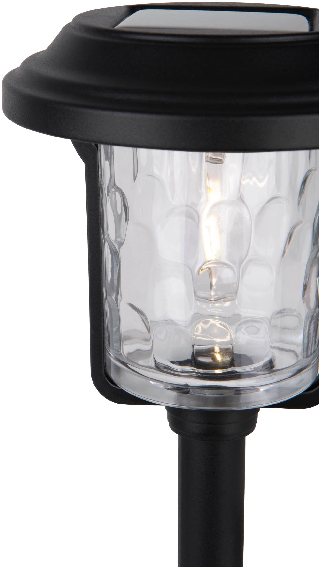 näve LED Solarleuchte »Simon«, 1 flammig, Leuchtmittel LED-Modul | LED fest integriert, Spieß schwarz, strukturierter Glasschirm, H: 54,7cm, Dämmerungssensor