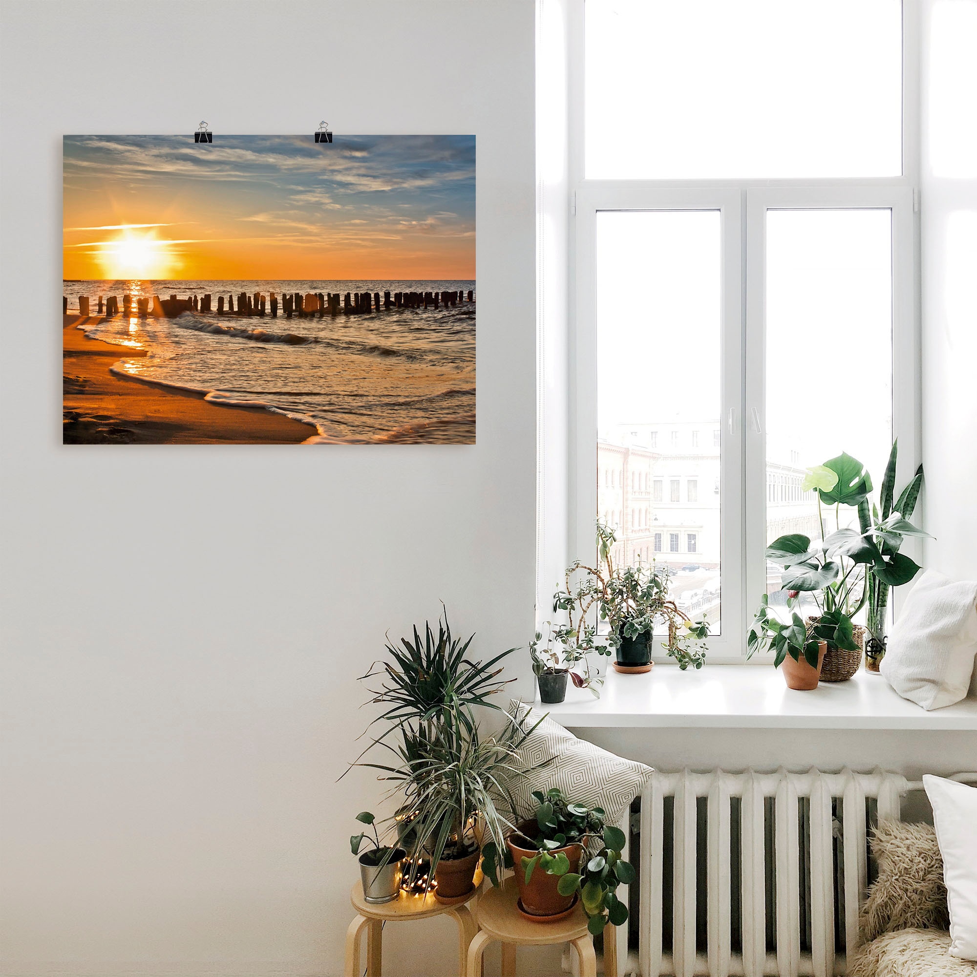 Artland Wandbild »Schöner Sonnenuntergang am Strand«, Strand, (1 St.), als Alubild, Outdoorbild, Leinwandbild, Poster in verschied. Größen
