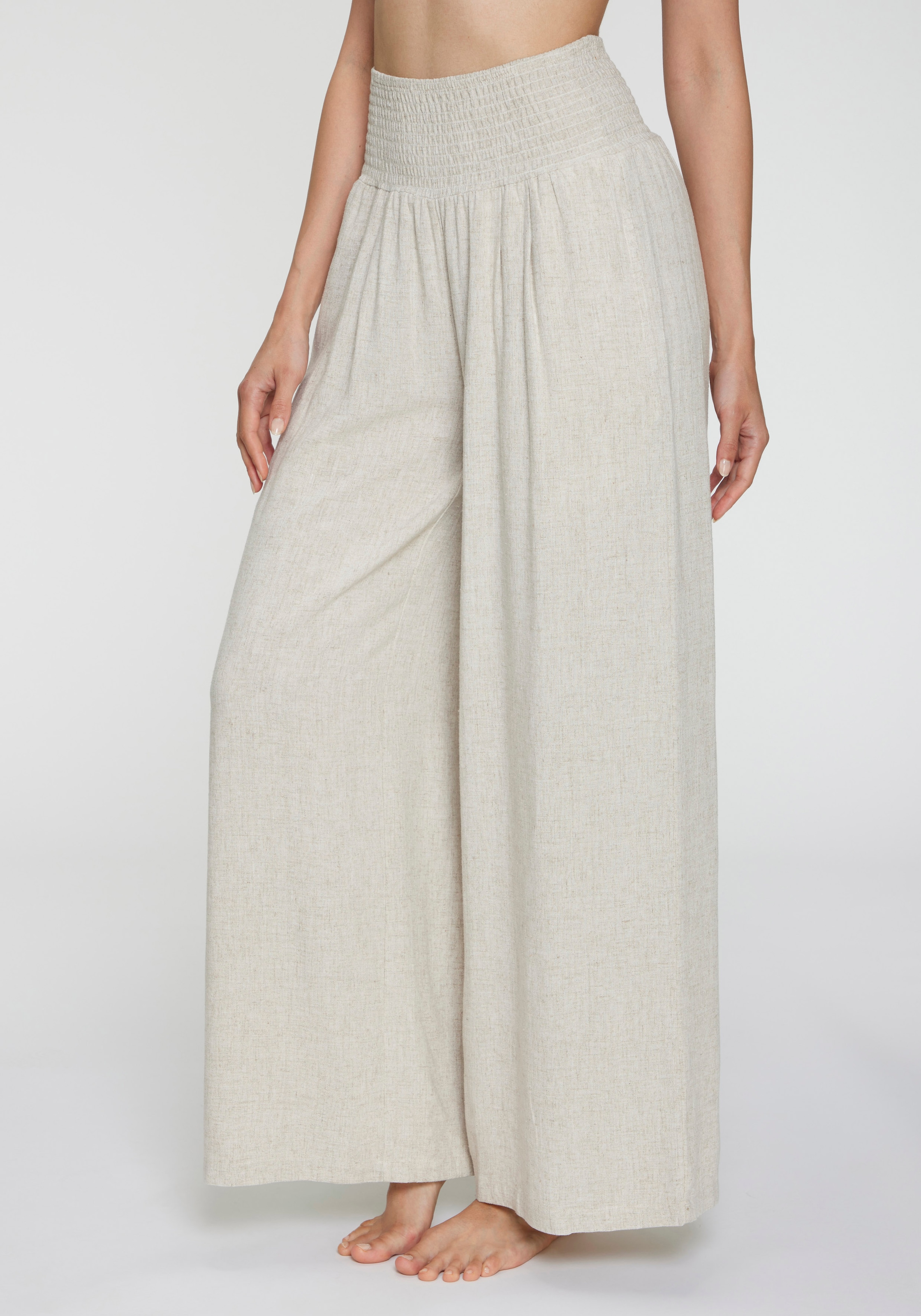 French Connection Leinenhose  mit gerafftem Bund, weite Palazzohose für den Sommer