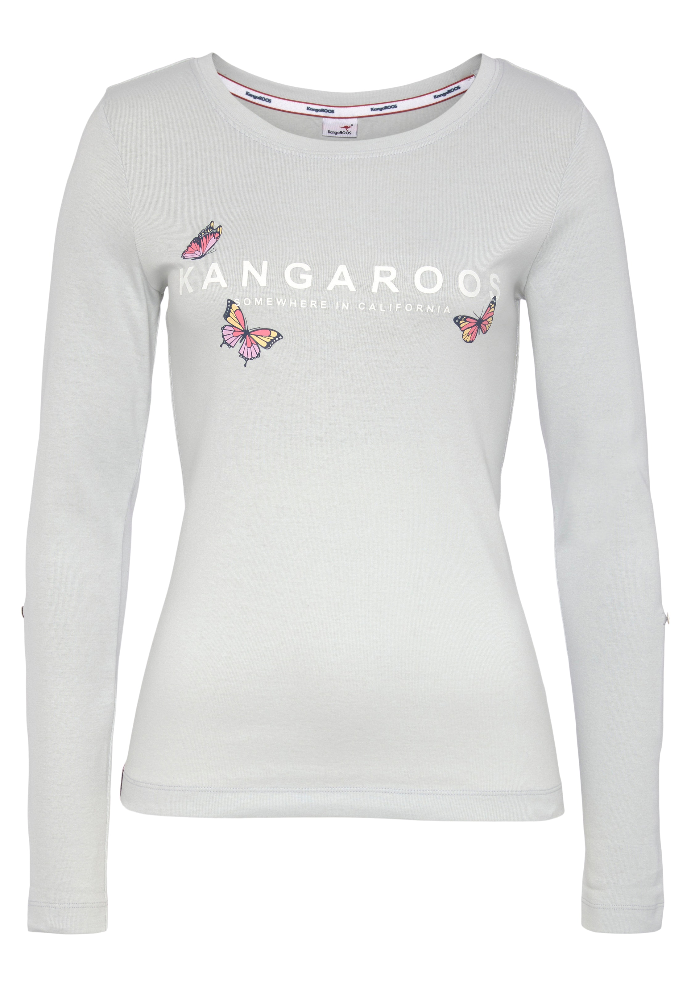 KangaROOS Langarmshirt, krempelbare Ärmel, sehr figurbetonter Schnitt