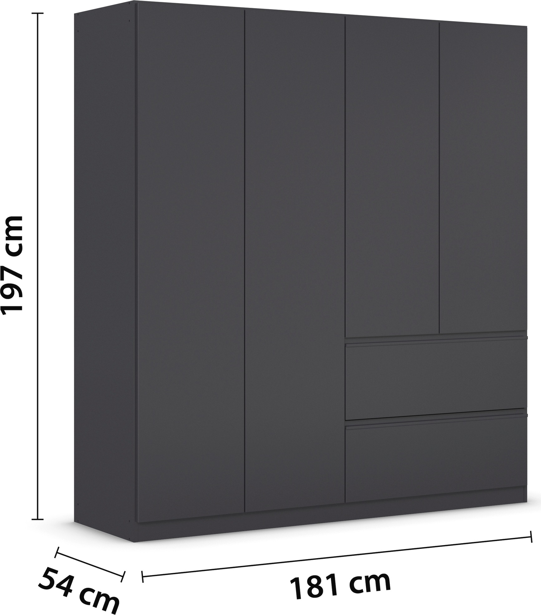 rauch Drehtürenschrank »Kleiderschrank Schrank Garderobe Wäscheschrank COSTA in 3 Breiten«, viel Platz, grifflose Front und Push-to-Open Funktion MADE IN GERMANY