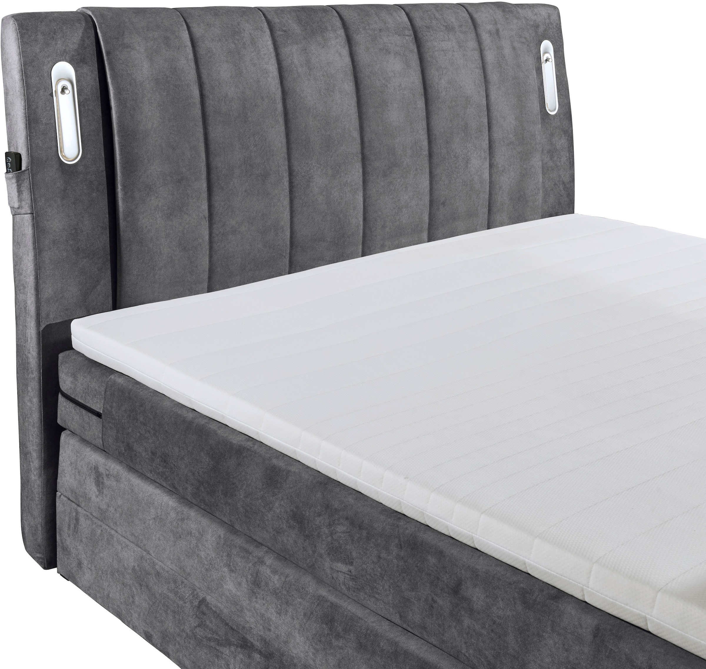 ED EXCITING DESIGN Boxspringbett »Dallas«,  inkl. Topper, LED-Beleuchtung, TV Halterung (bis 40 Zoll) und 2 Bettkästen