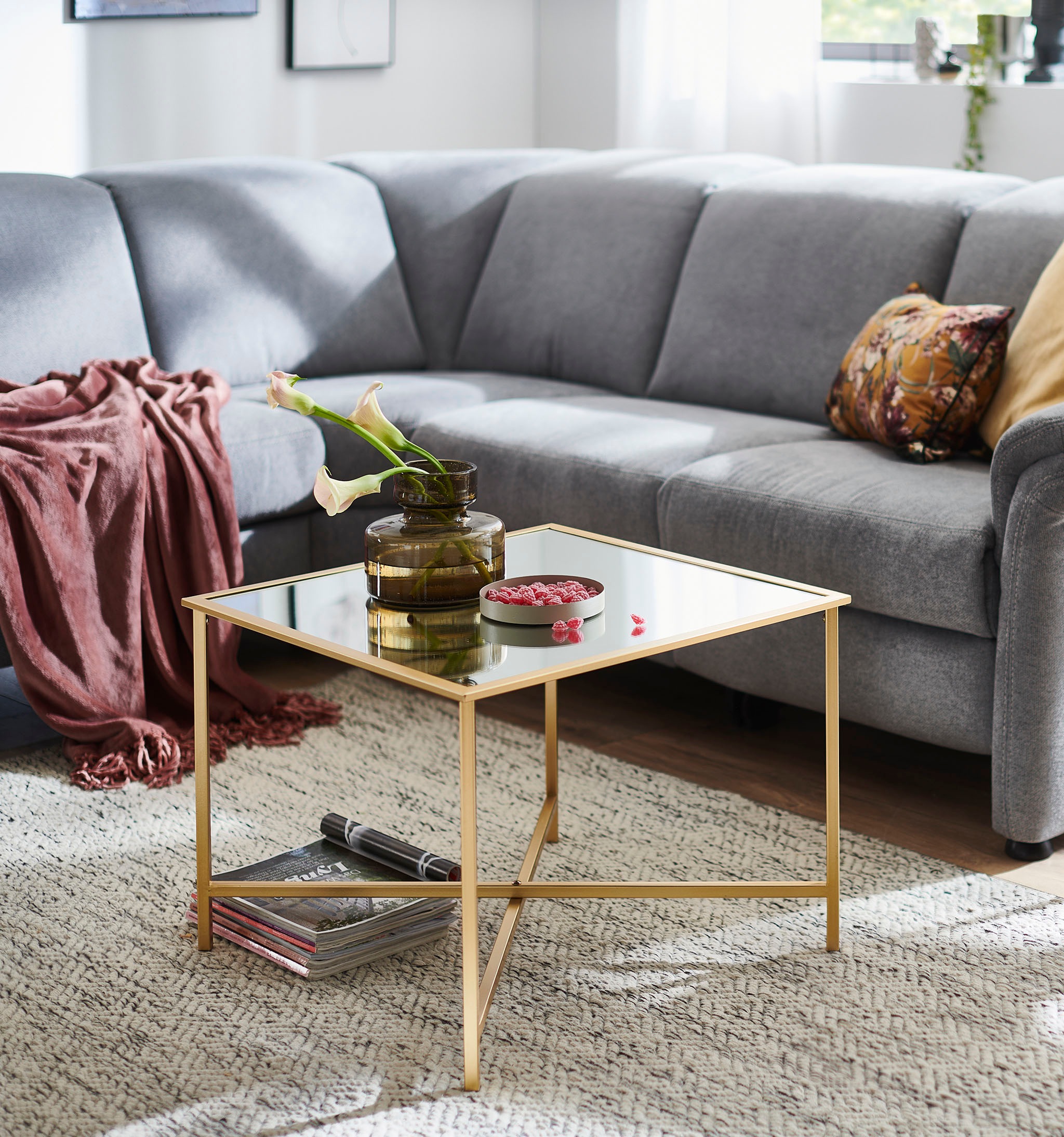 HAKU Beistelltisch »Sofatisch, Wohnzimmertisch« 1 Stk. tlg. quadratisch - aus Metall Gold B/T/H 60/60/45 cm