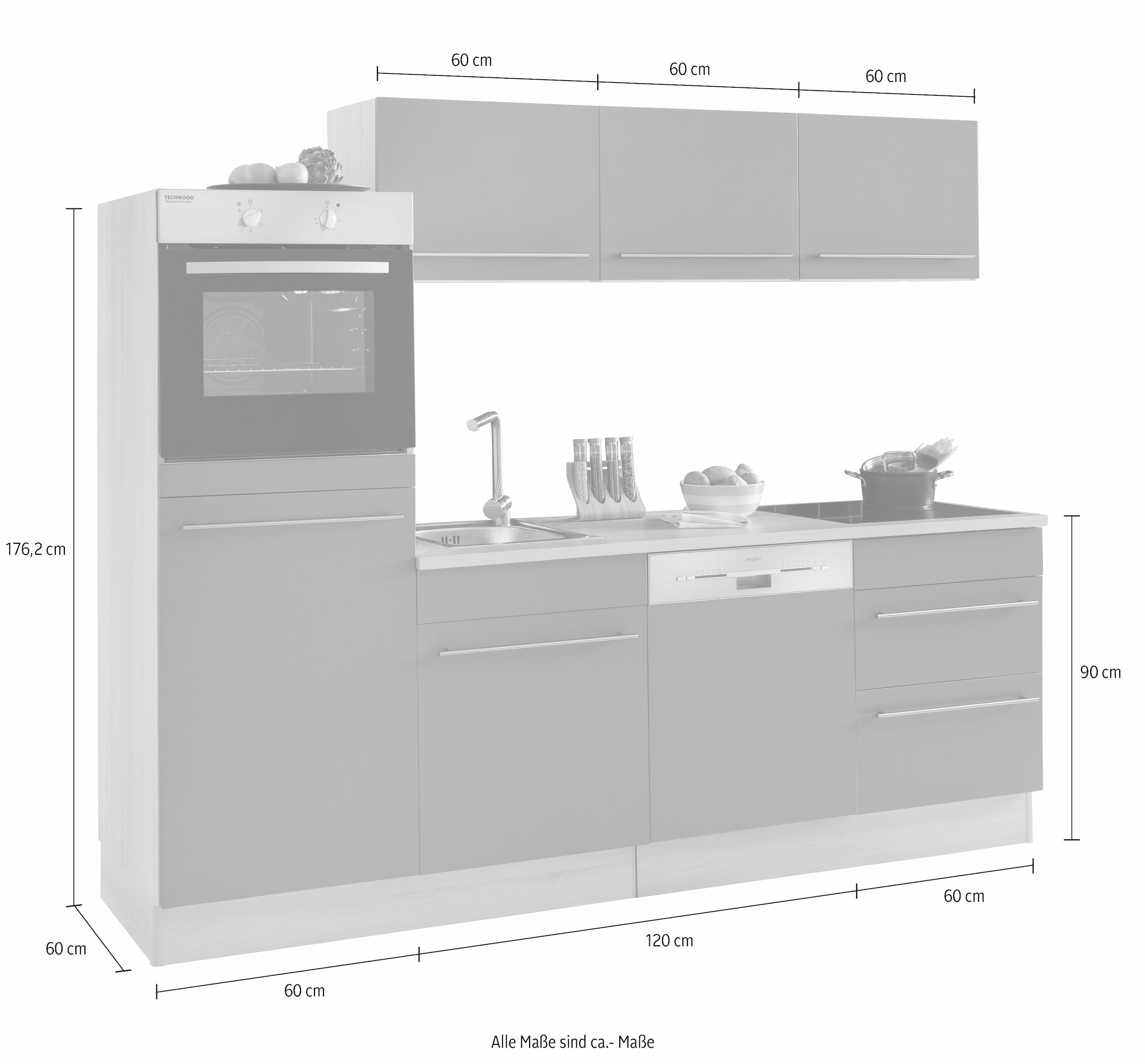 OPTIFIT Küche »Bern«, Breite mit cm, wählbar der auf bestellen 240 E-Geräten, Arbeitsplatte Raten Stärke