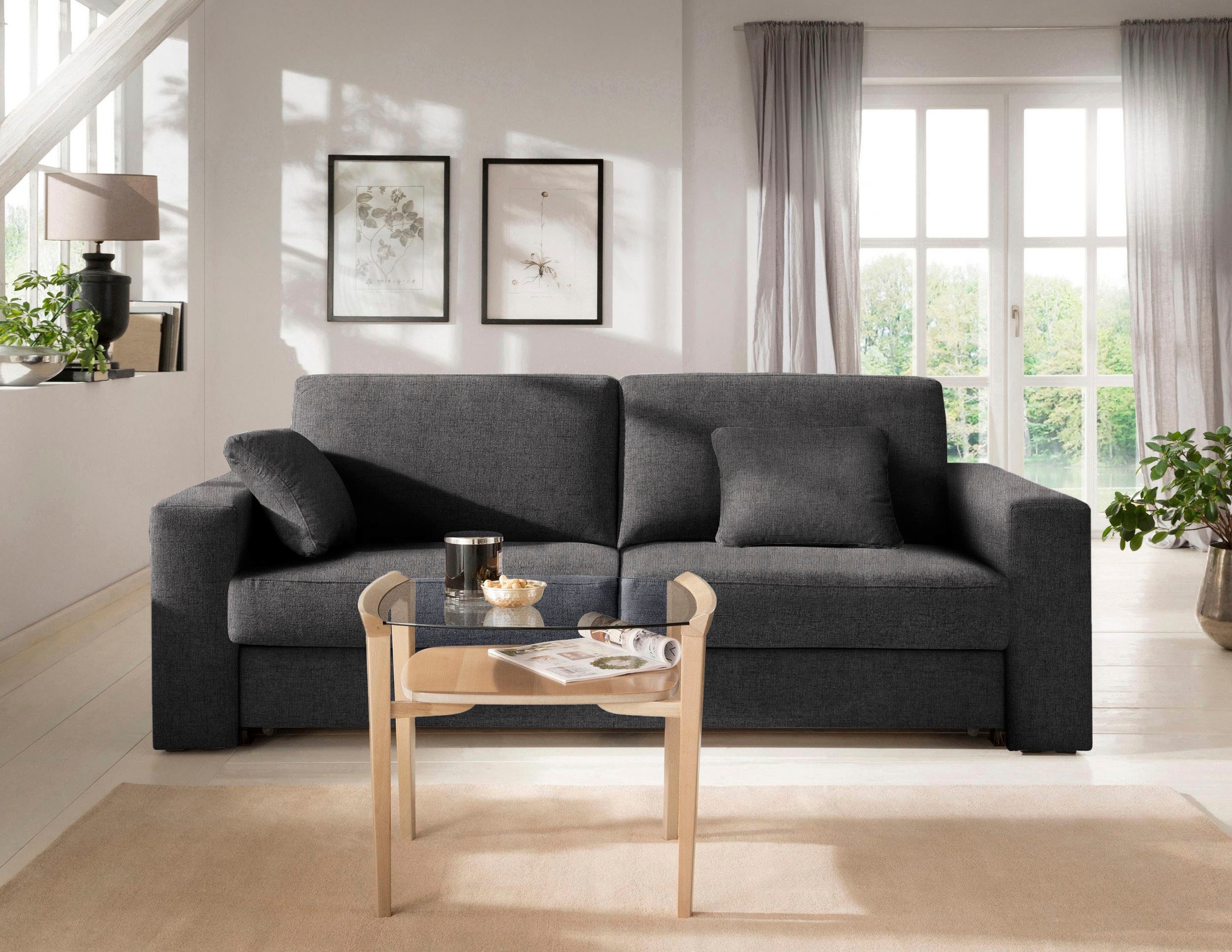 Home affaire Schlafsofa »Roma Matratzenhöhe 14 cm«, Dauerschlaffunktion, mit Unterfederung, Lattenrost, Matratze
