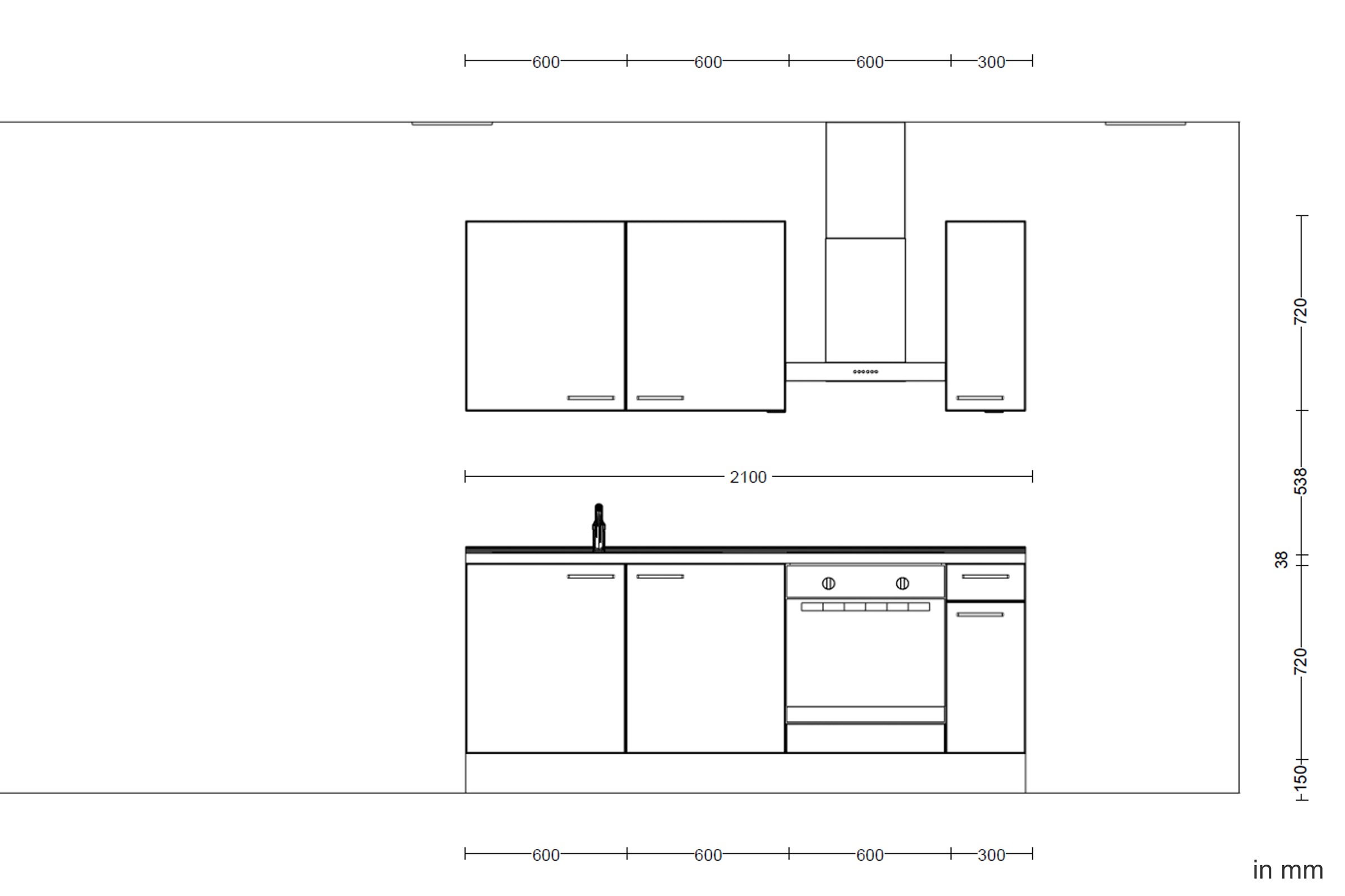 nobilia® Küchenzeile »"Laser I", Breite 210 cm, Ausrichtung wählbar«, vormontiert, wahlw. mit unterschiedlichen E-Geräten-Sets