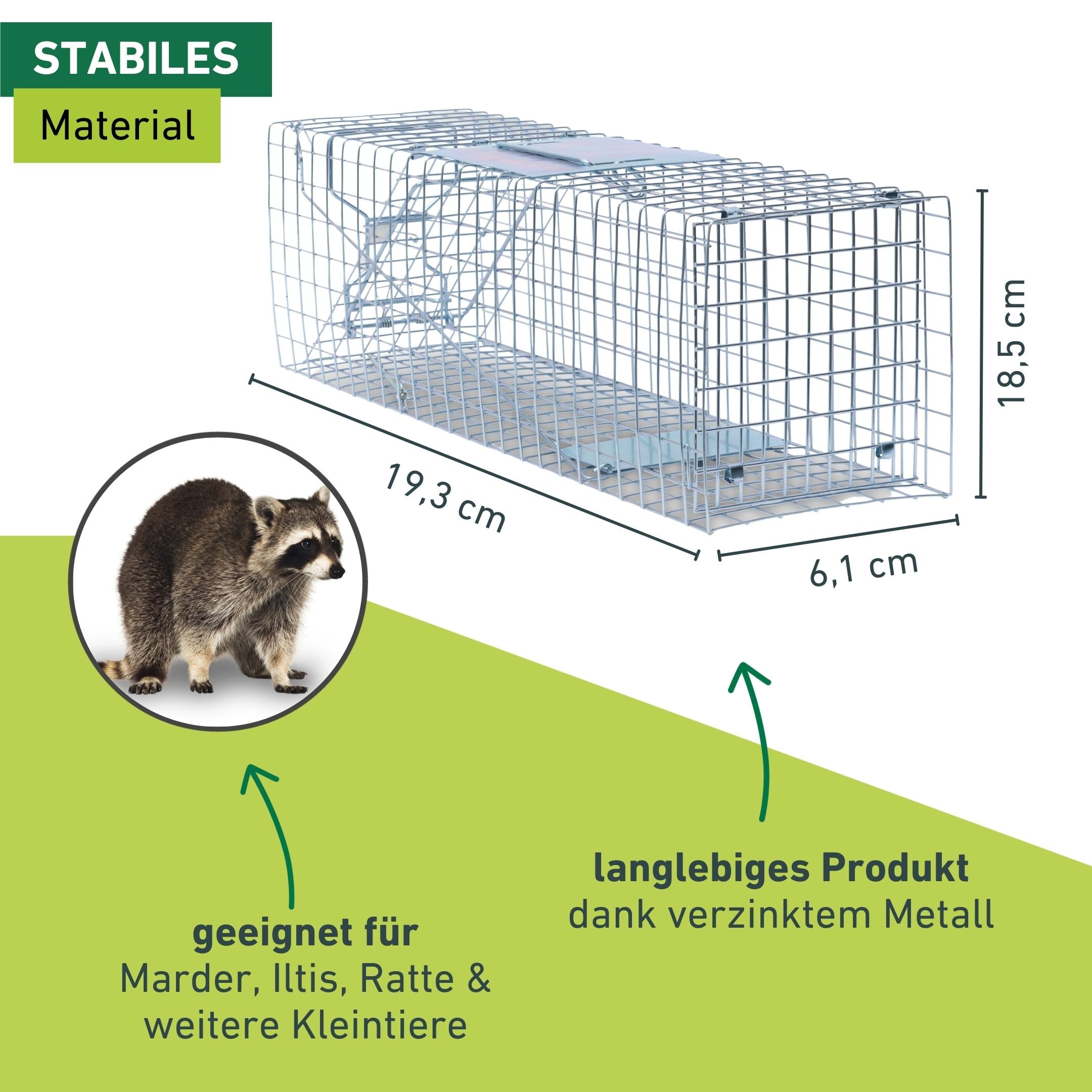 Windhager Schlagfalle »Drahtkasten Marderfalle 60 x 18 x 20 cm« wetterfeste und robuste Lebendfalle für Marder, verzinkt