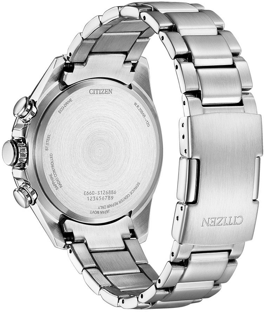 Citizen Funkchronograph, Armbanduhr, Herrenuhr, Solar, Stoppfunktion, bis 20 bar wasserdicht