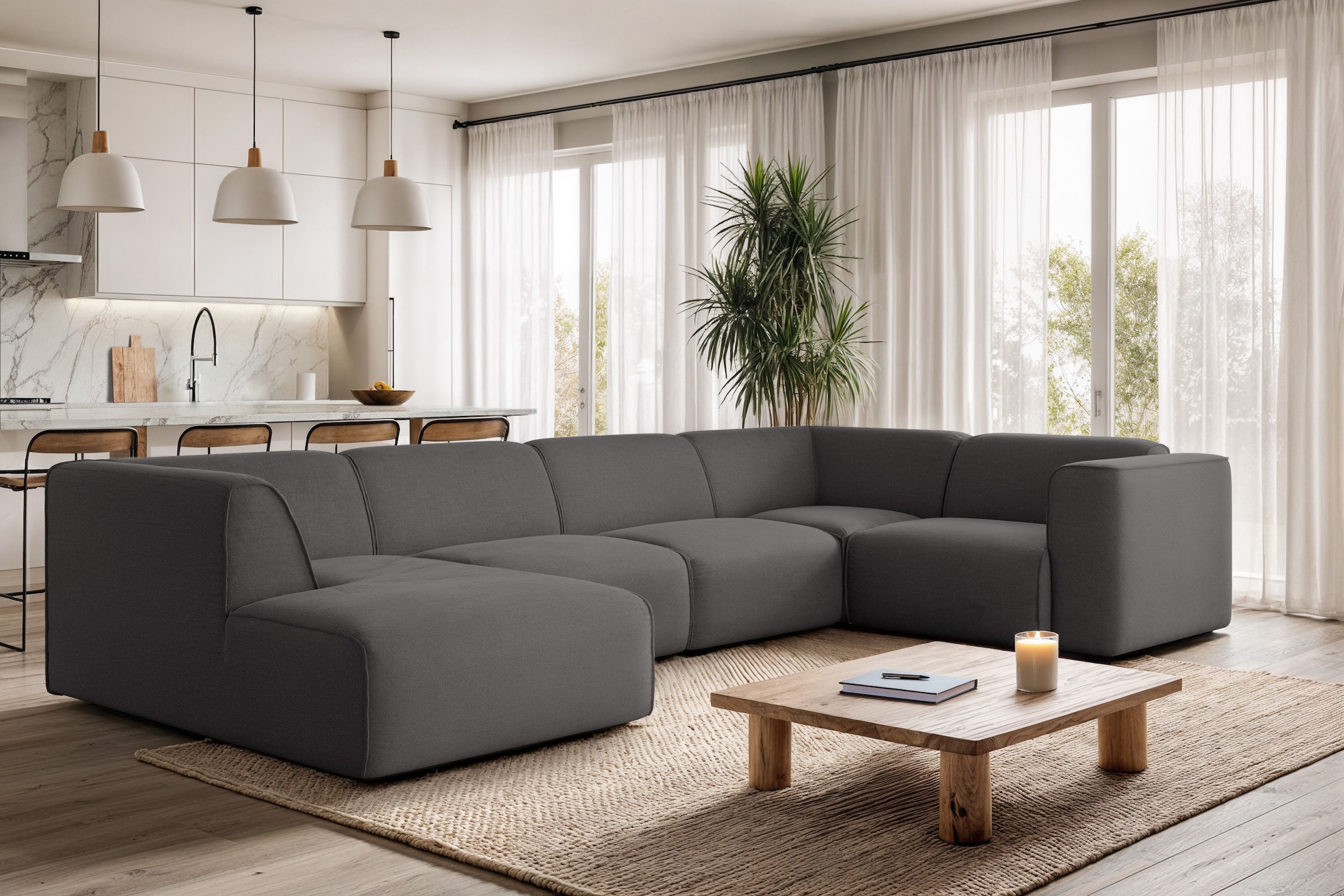 OTTO home Wohnlandschaft »Merid U-Form, B: 367 cm« jederzeit durch Module erweiterbar
