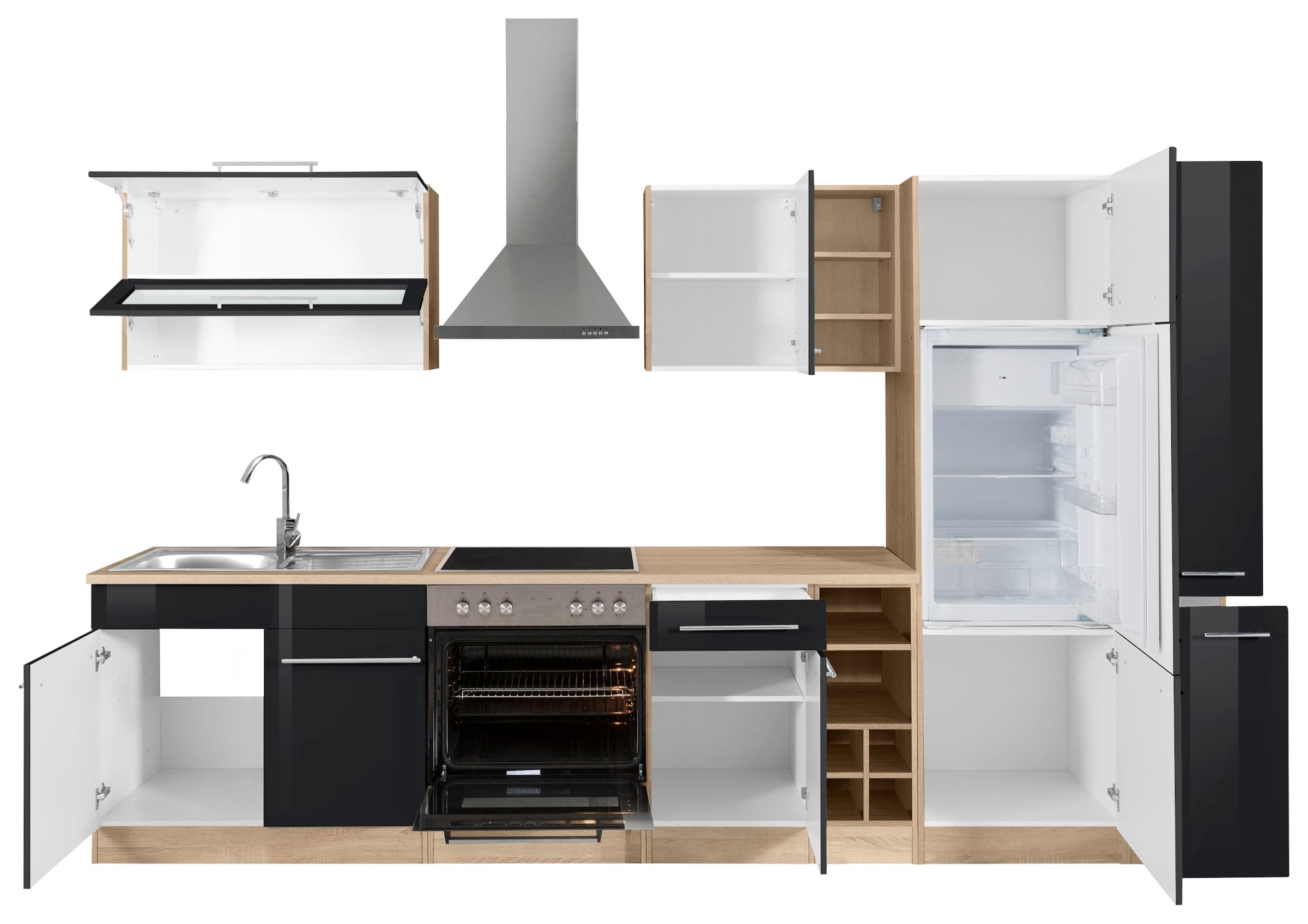 KOCHSTATION Küchenzeile »KS-Eton«, mit E-Geräten, Breite 330 cm