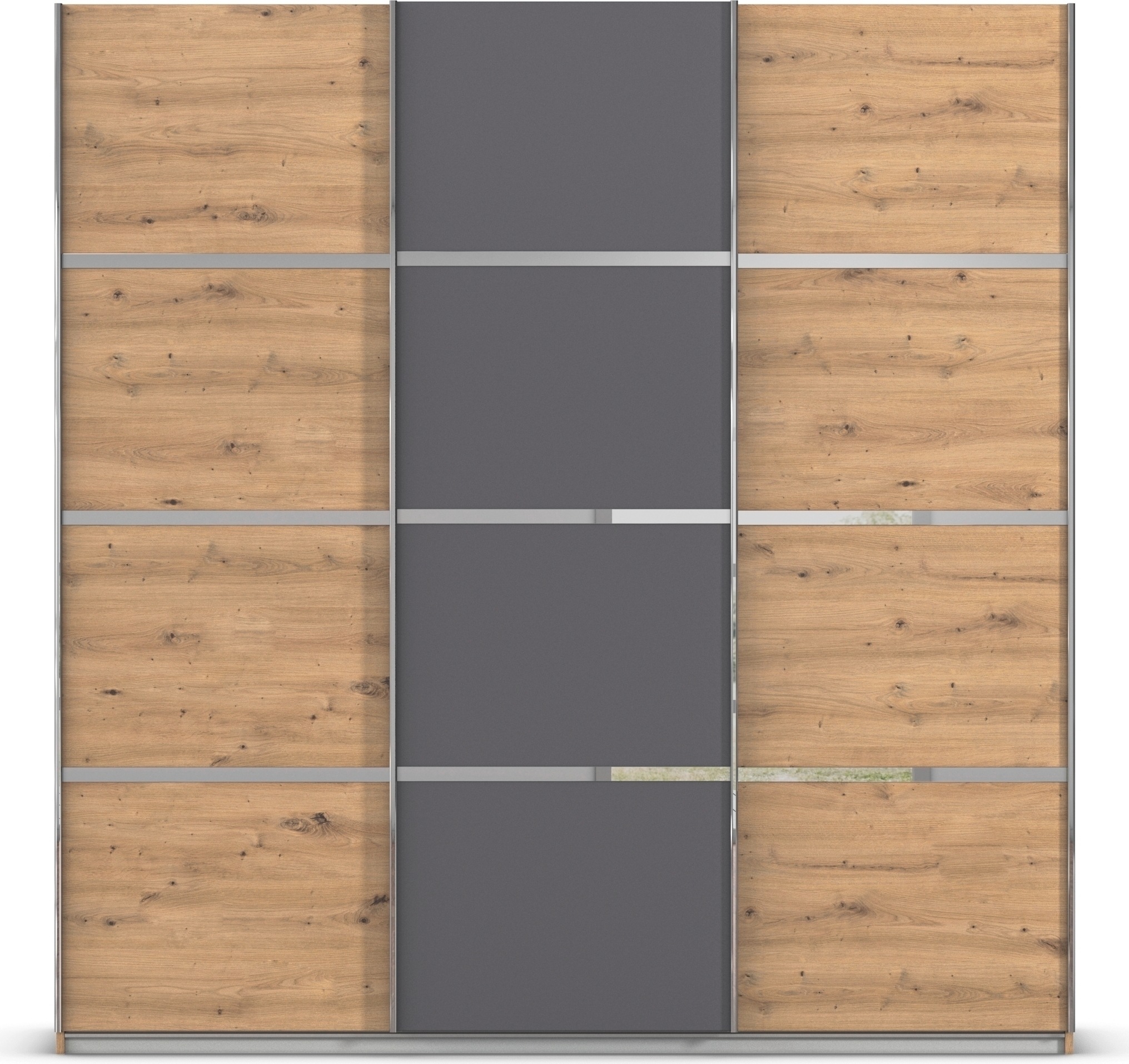 rauch Kleiderschrank »Schwebetürenschrank Garderobe Schrank TOP ANGEBOT Avola«, (in 3 verschiedenen Ausstattungen BASIC/CLASSIC/PREMIUM), mit eleganten Zierleisten in Chrom, Schwarz oder Weiß MADE IN GERMANY