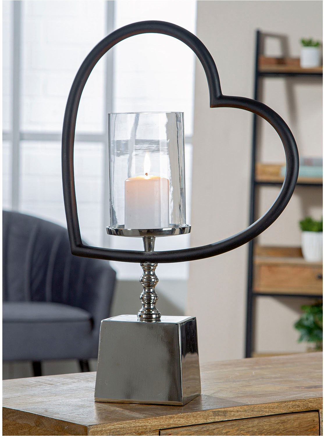 GILDE Windlicht »Windlicht Herz Te quiero schwarz; silberfarben«, (1 St.) günstig online kaufen