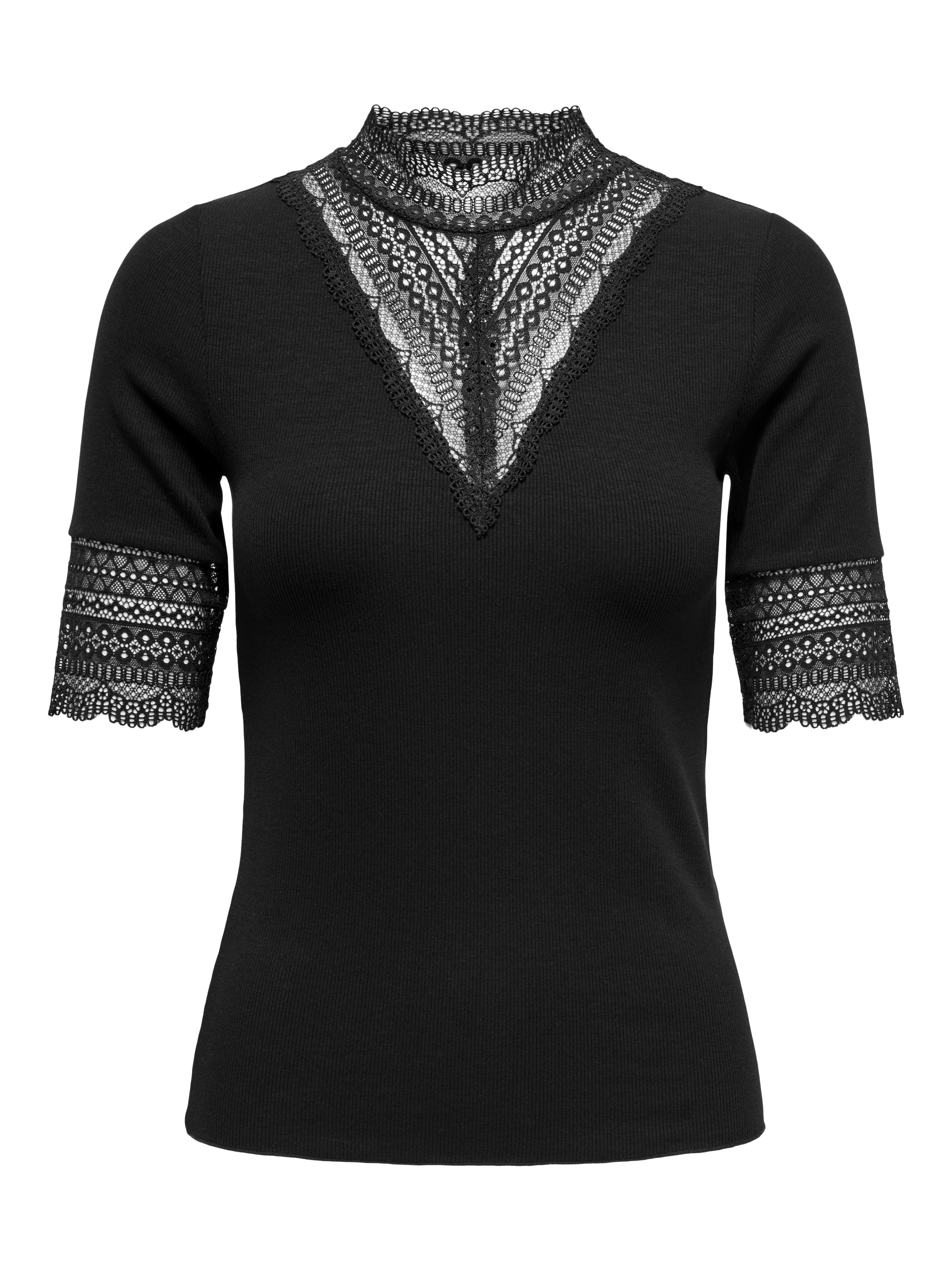 ONLY Spitzenshirt »ONLTILDE HIGHNECK S/S TOP JRS NOOS«