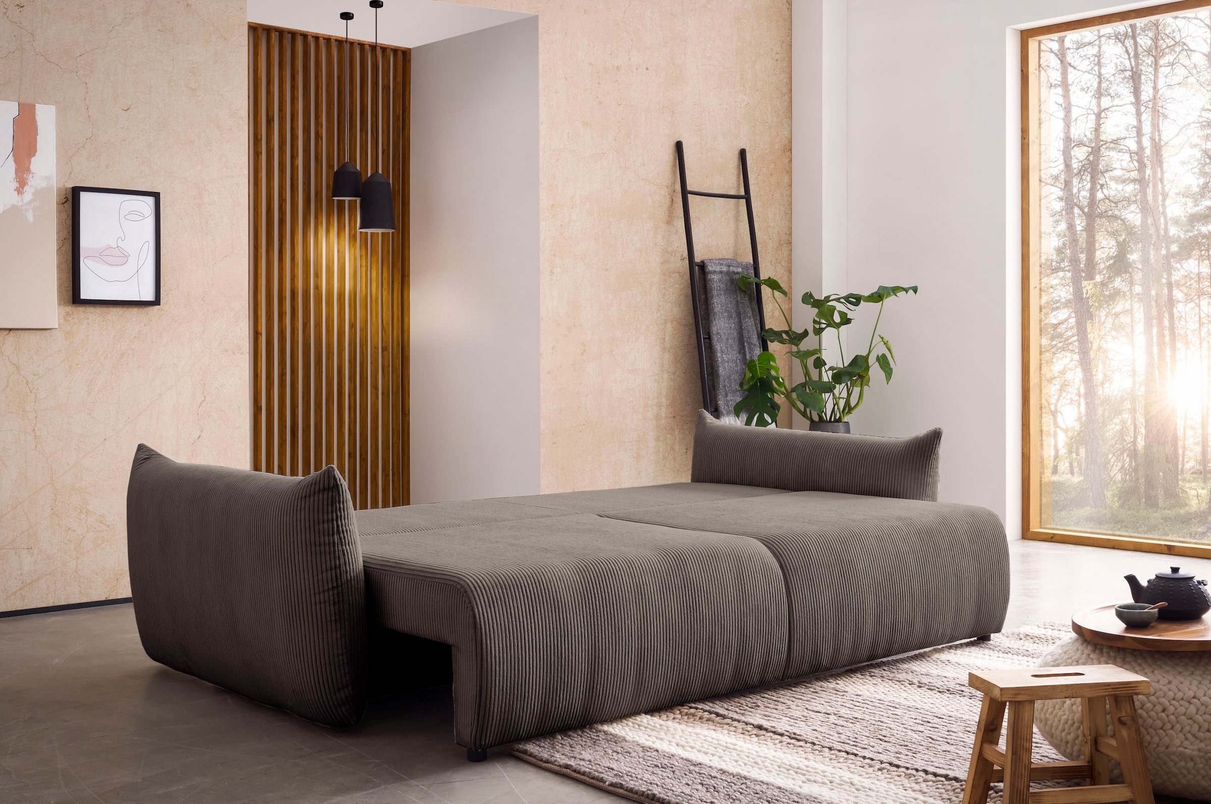 INOSIGN 3-Sitzer »MAVAS Schlafsofa mit Bettkasten«, ca.240/108cm (Liegefläche 212/145 cm), Cord, Chenille, Struktur