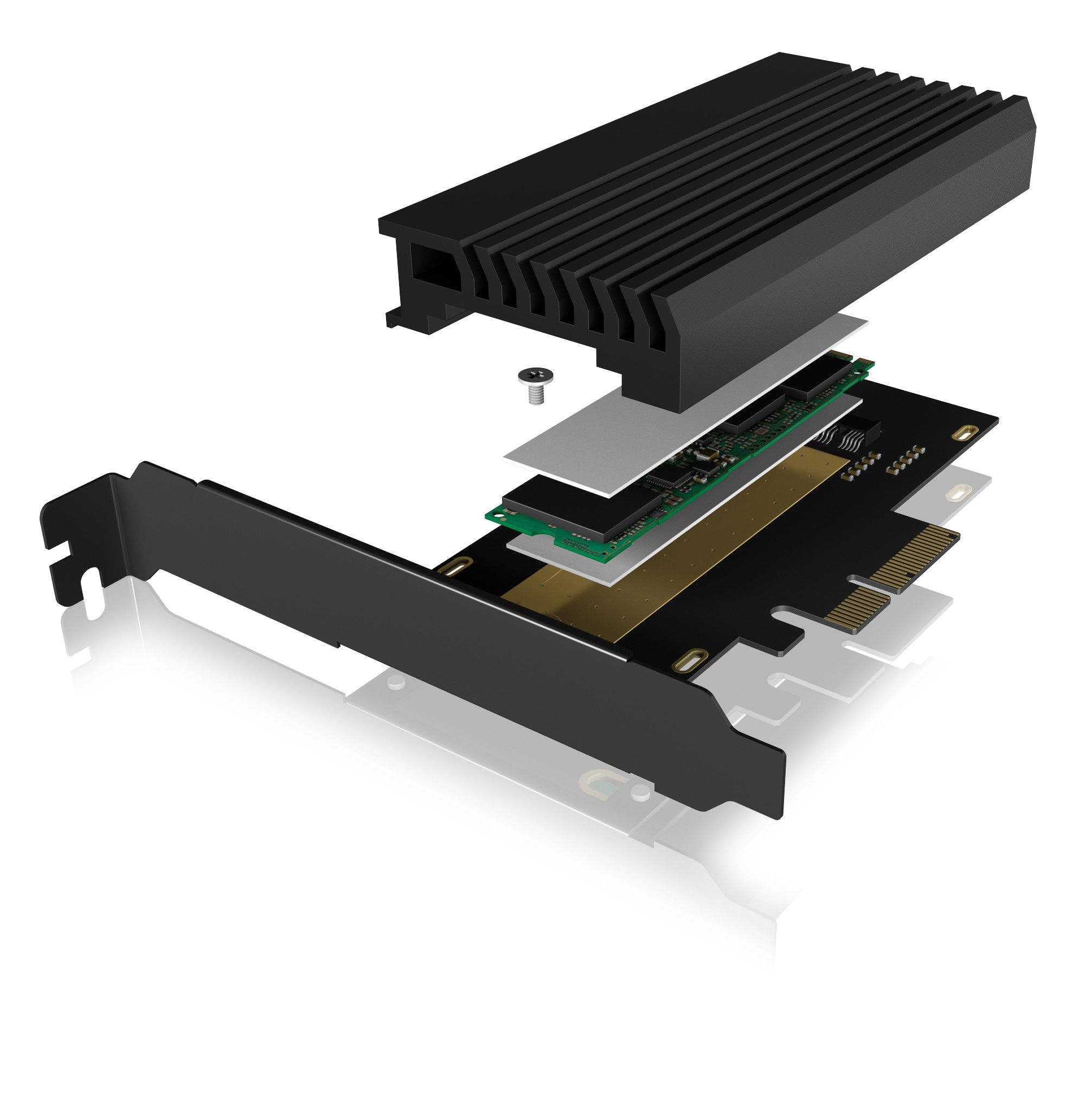 ICY BOX Adapter »PCIe-Karte, 1x M.2 PCIe (NVMe) SSD zu PCIe 4.0 x4 über M-Key Sockel«