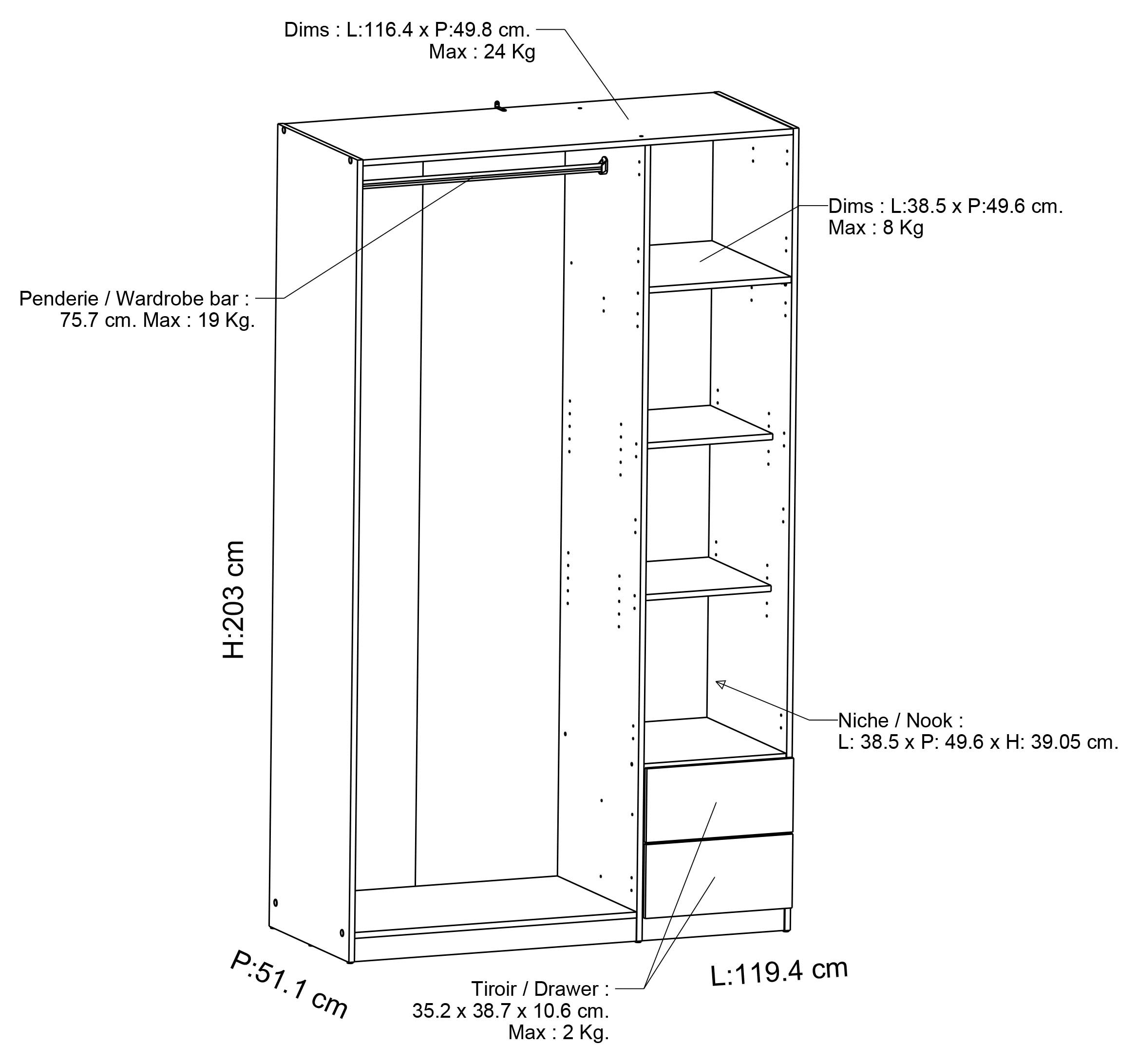 Demeyere GROUP Drehtürenschrank »Ghost« Breite ca. 120cm, Höhe ca. 200cm