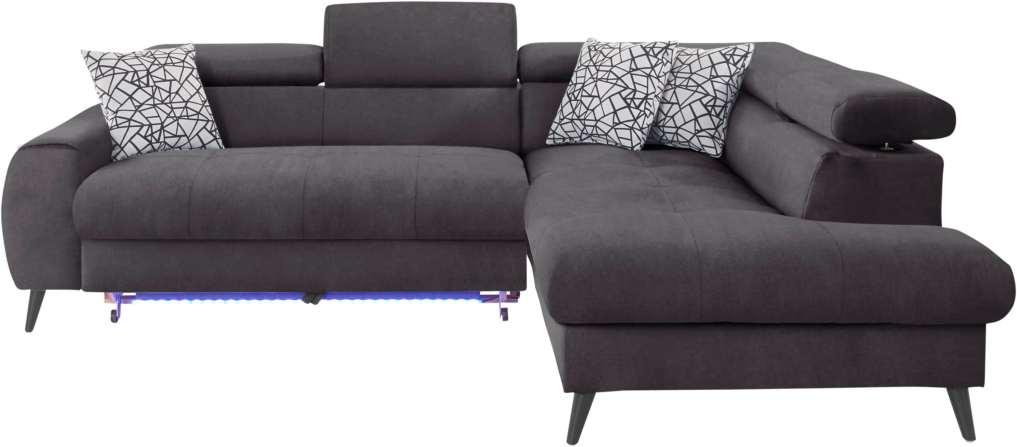 COTTA Ecksofa "Mia L-Form mit 3 Zierkissen" wahlweise mit Bettfunktion, Bet günstig online kaufen