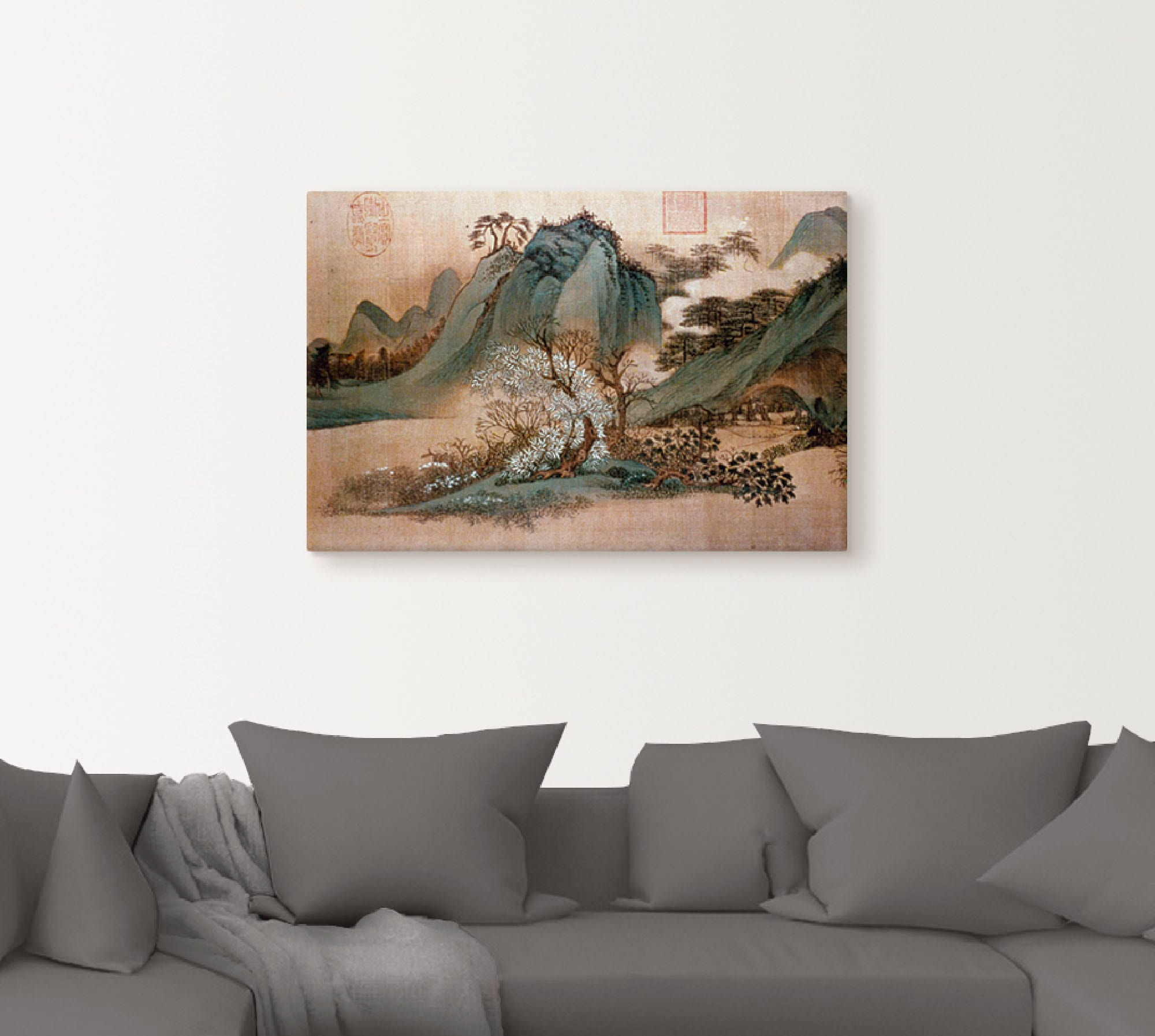 Artland Wandbild »Weiße Wolken und grüne Berge«, Asien, (1 St.), als Leinwa günstig online kaufen