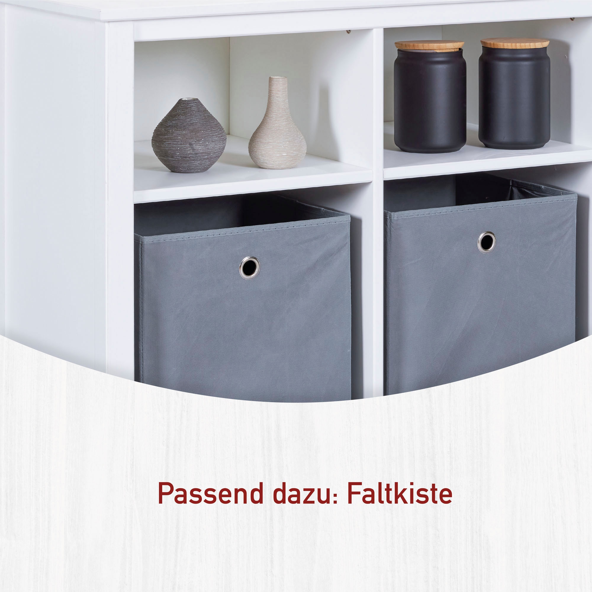 Inter Link Stauraumregal »Pinora, Kiefer Massivholz, Weiss, 122 x 45 x 76 cm« 1 Stk. tlg. Platz für Faltboxen, 6 Fächer, moderner Skandi Look