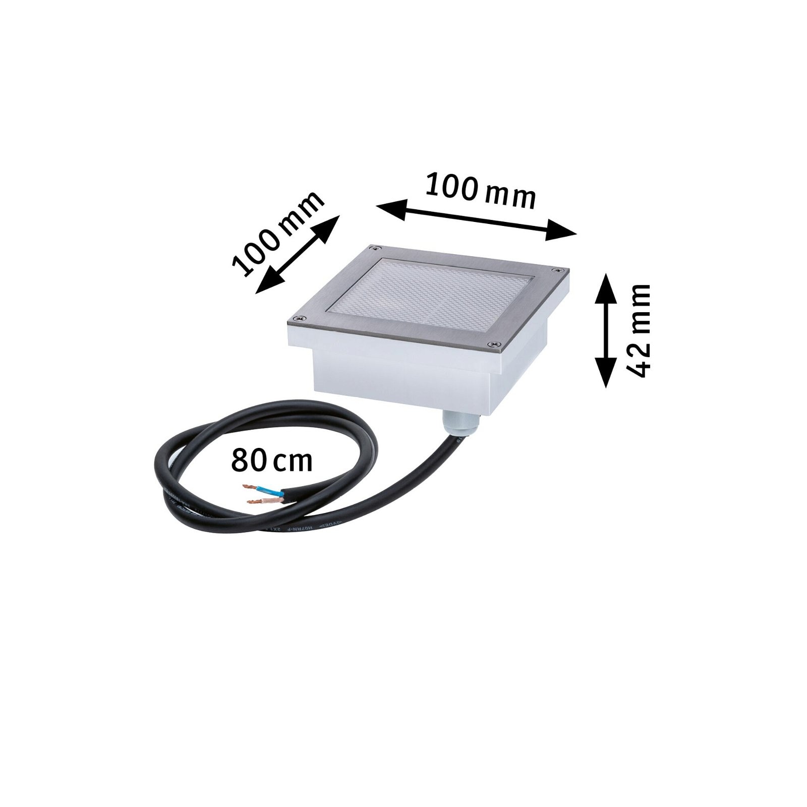 Paulmann LED Einbauleuchte »Brick IP67 eckig 100x100mm 1W 18lm 230V Edelstahl«, 1 flammig, Bodeneinbauleuchte Smart Home Zigbee 3.0, Insektenfreundlich