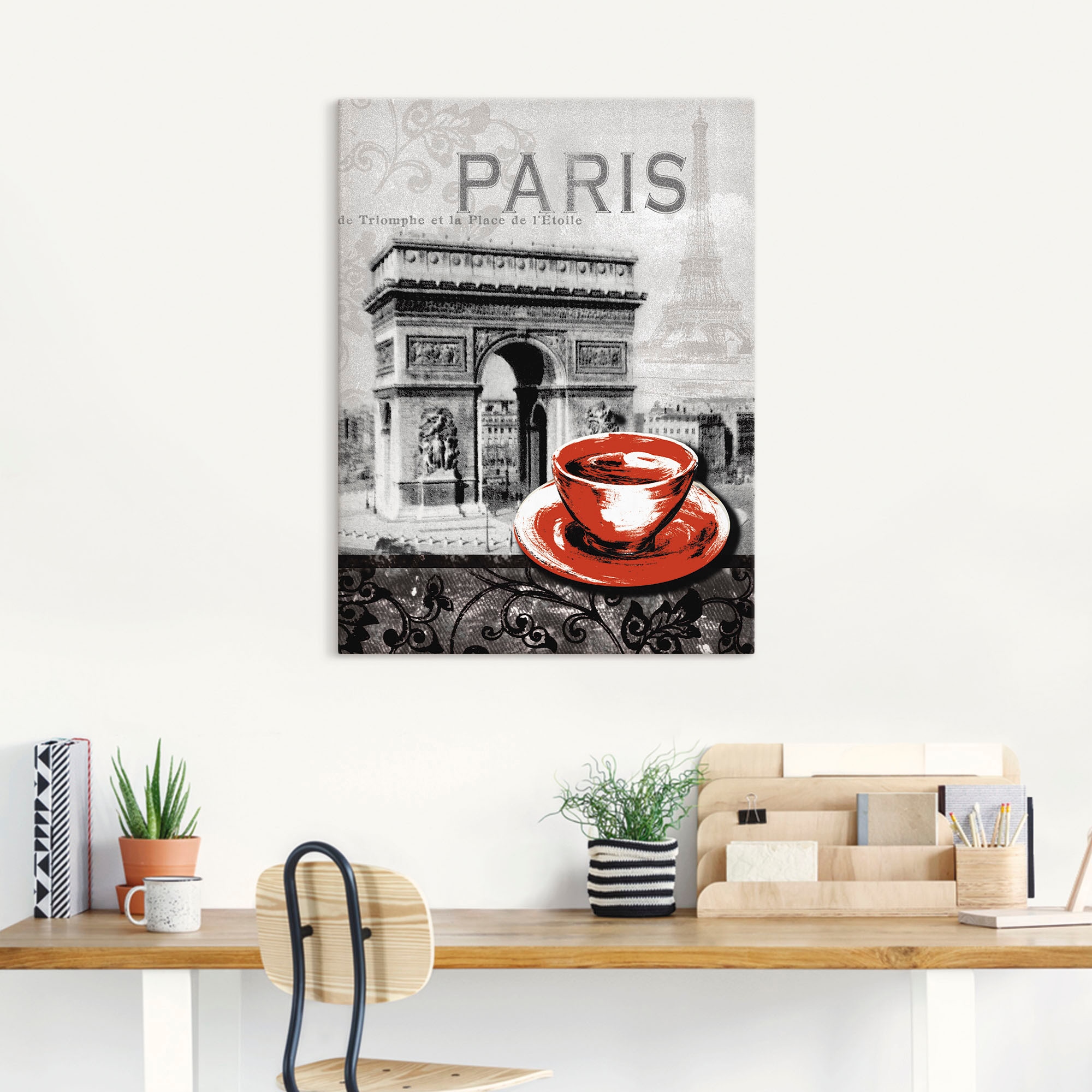 Artland Wandbild »Paris - Café au Lait - Milchkaffee«, Gebäude, (1 St.), als Alubild, Outdoorbild, Leinwandbild, Poster, Wandaufkleber