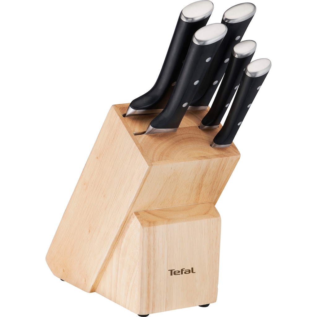 Tefal Messerblock »Ice Force«, 6 tlg., Eishärtung, dauerhafte Leistungsstärke, formschön, Edelstahl/Holz