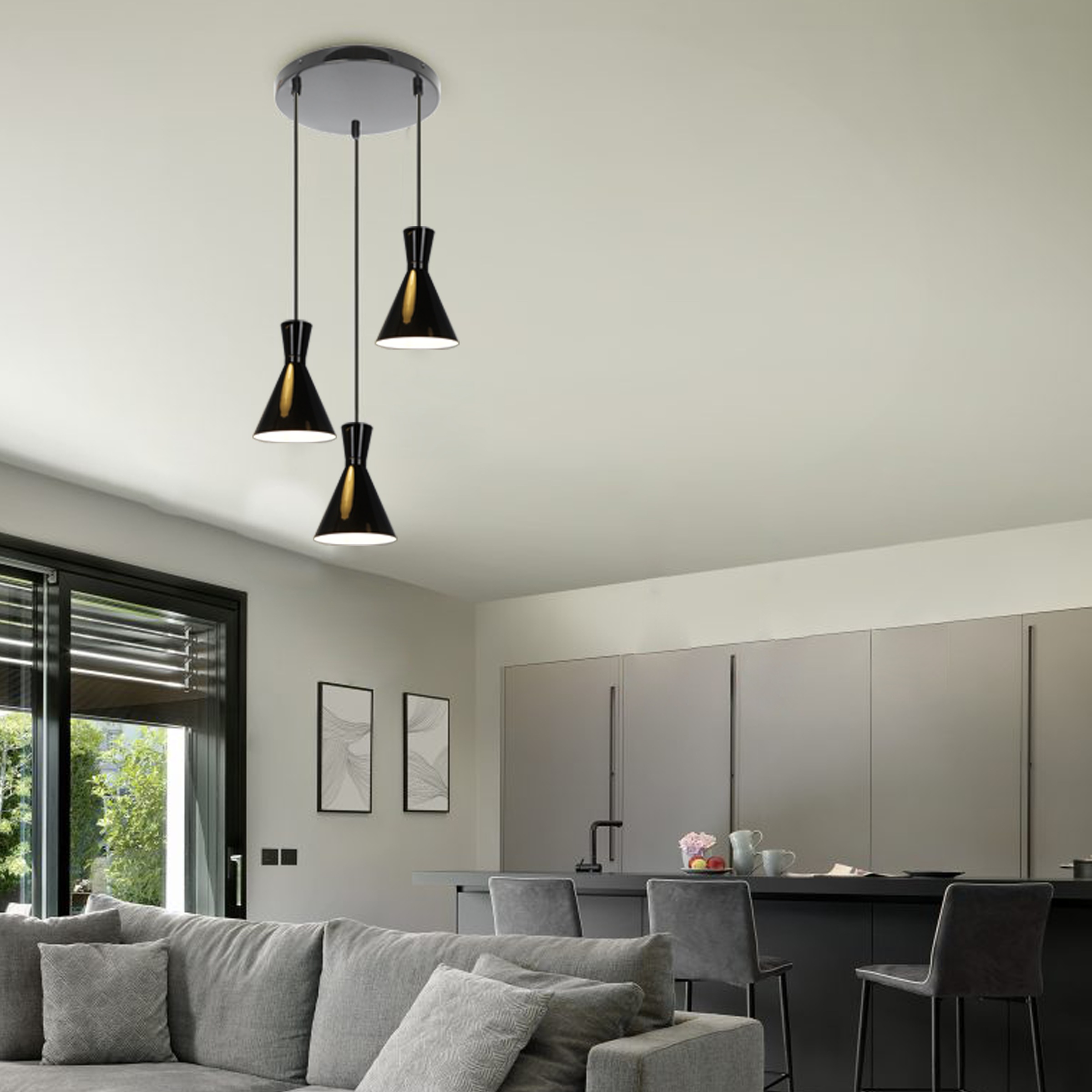 OTTO home Pendelleuchte »Renell« E27 1 Stk. E27, Schwarz, höhenverstellbar, günstig online kaufen