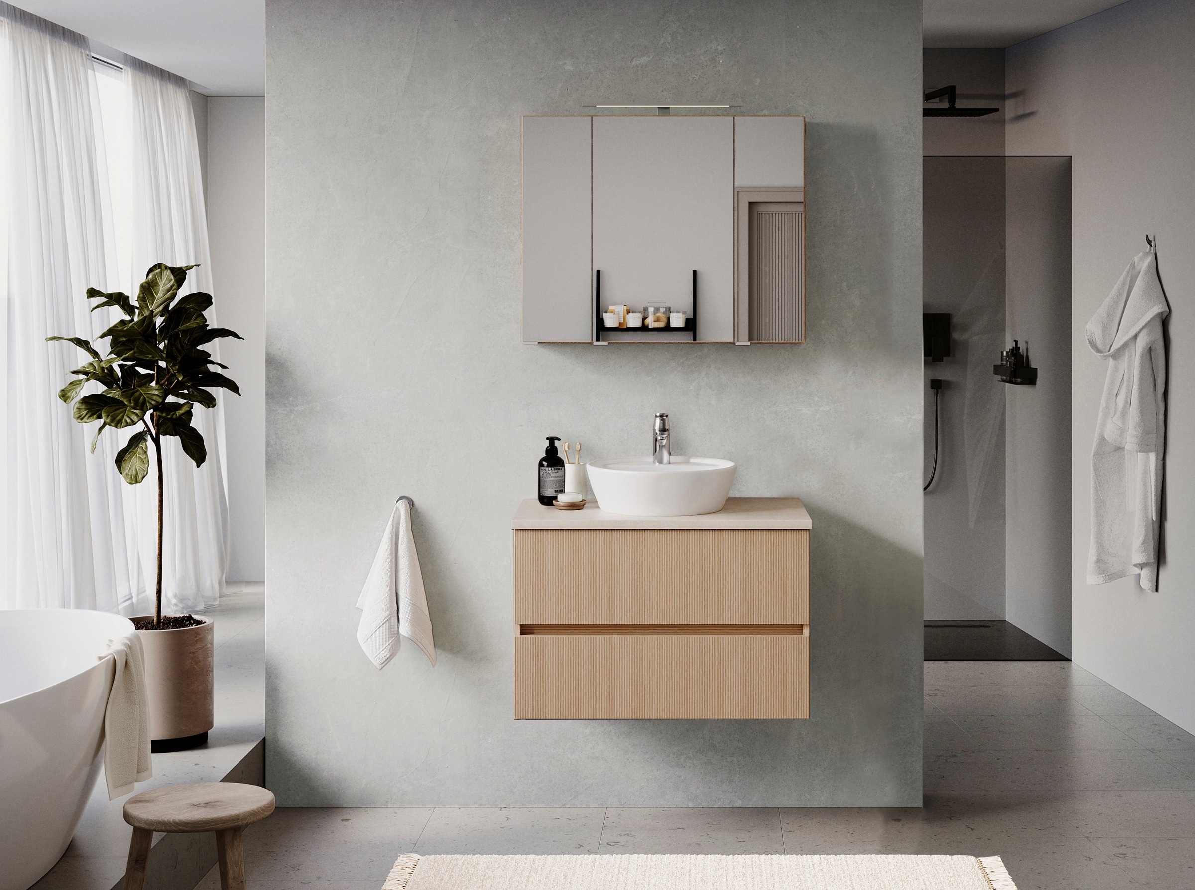 welltime Badmöbel-Set »EIXO, Set aus Spiegelschrank und Waschtisch inkl. Be günstig online kaufen