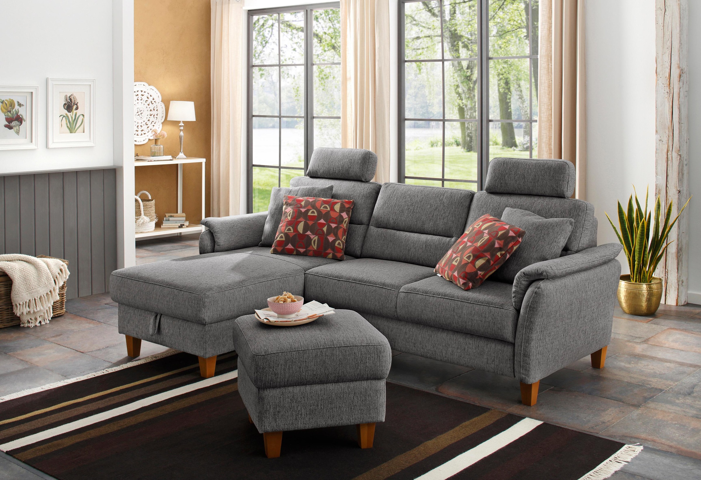 Home affaire Ecksofa »Palmera L-Form, B: 244 cm« optional Bettfunktion & Be günstig online kaufen