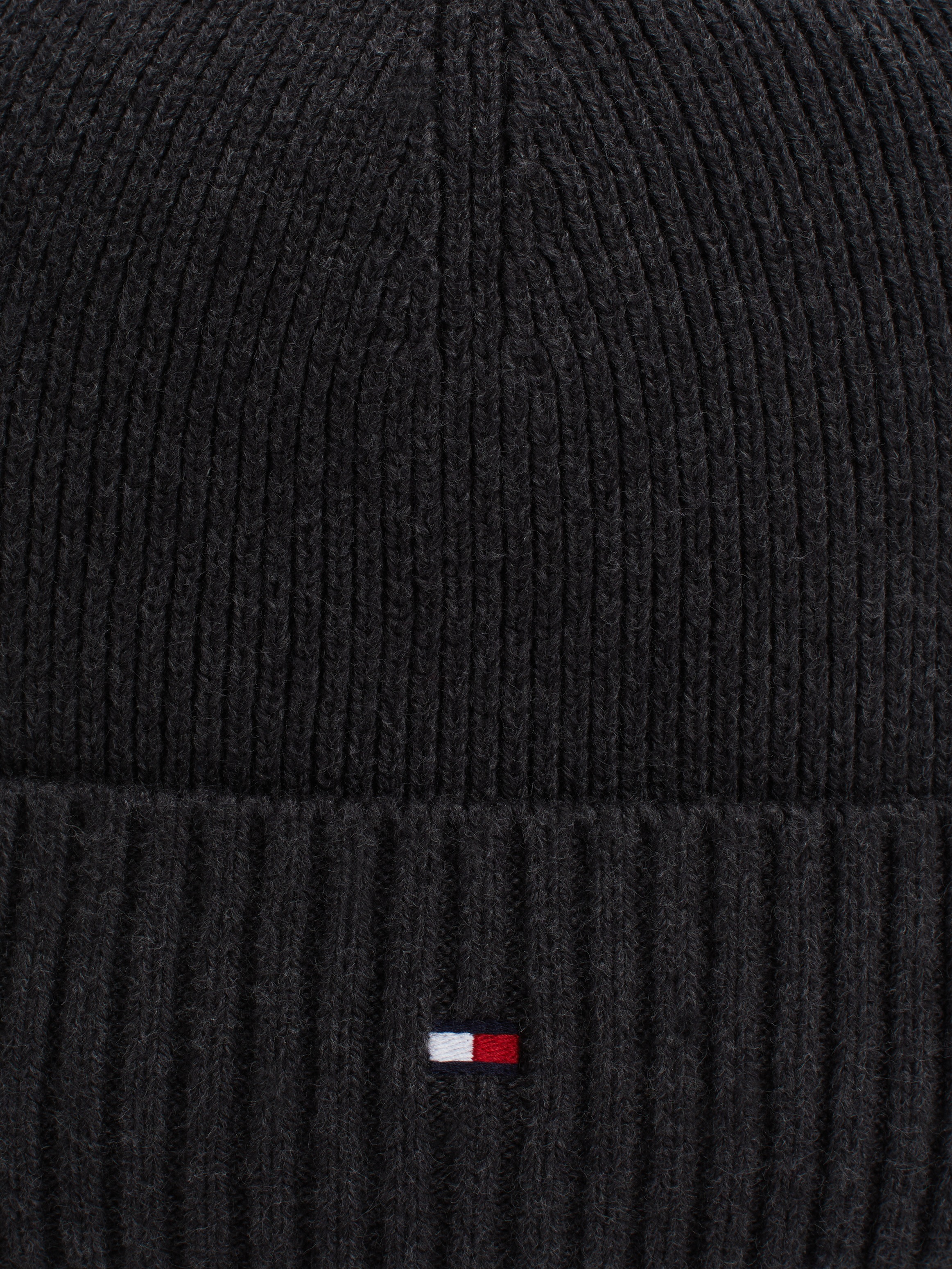 Tommy Hilfiger Strickmütze »TH FLAG PIMA COTTON BEANIE«, mit Logostickerei