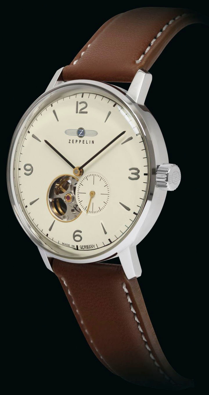 ZEPPELIN Automatikuhr »Hindenburg Automatik, sustainable Planet«, Armbanduhr, Herrenuhr, offene Unruh, Made in Germany
