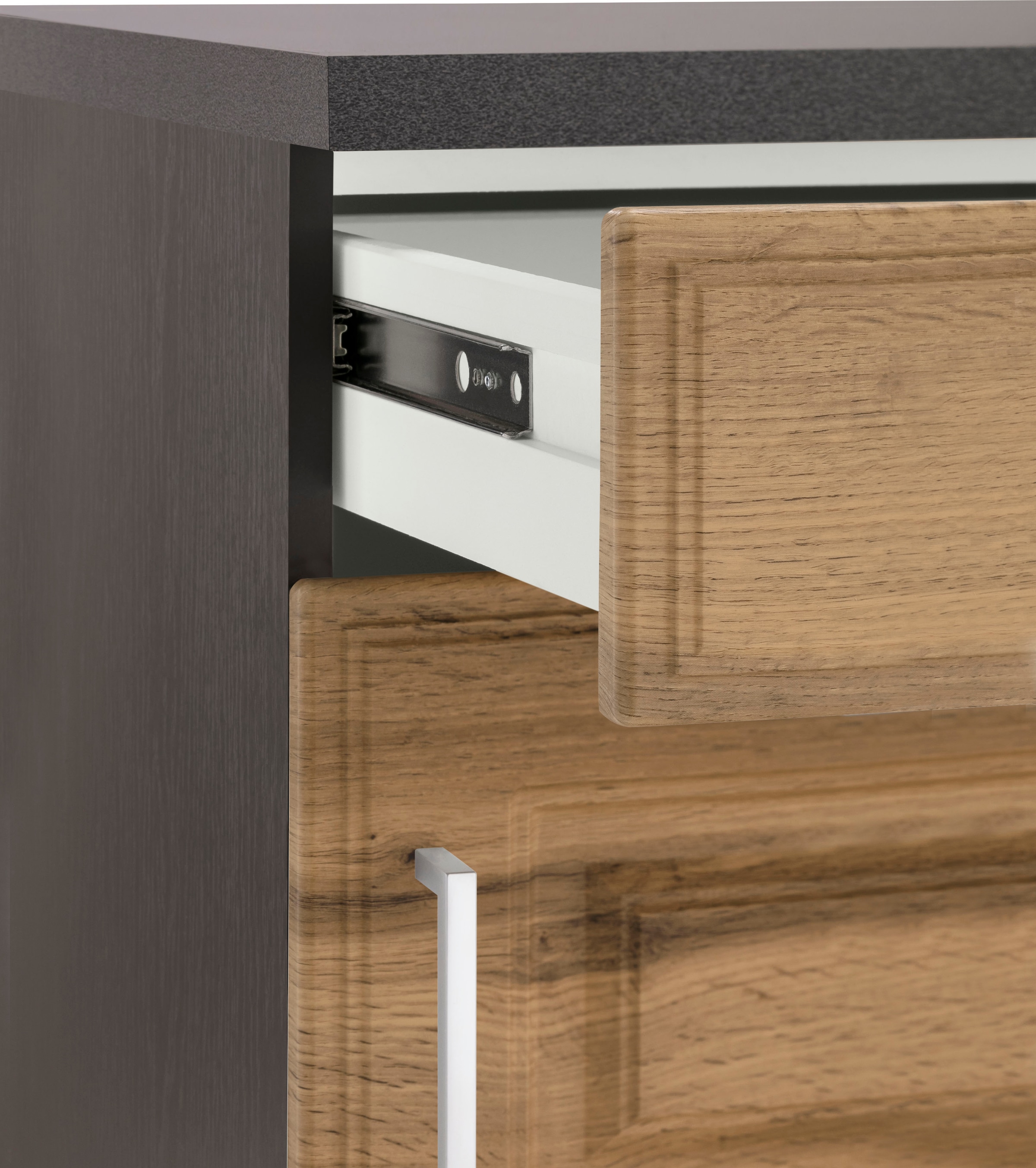 HELD MÖBEL Küchenzeile »Stockholm«, Breite 280 cm, mit hochwertigen MDF Fronten im Landhaus-Stil