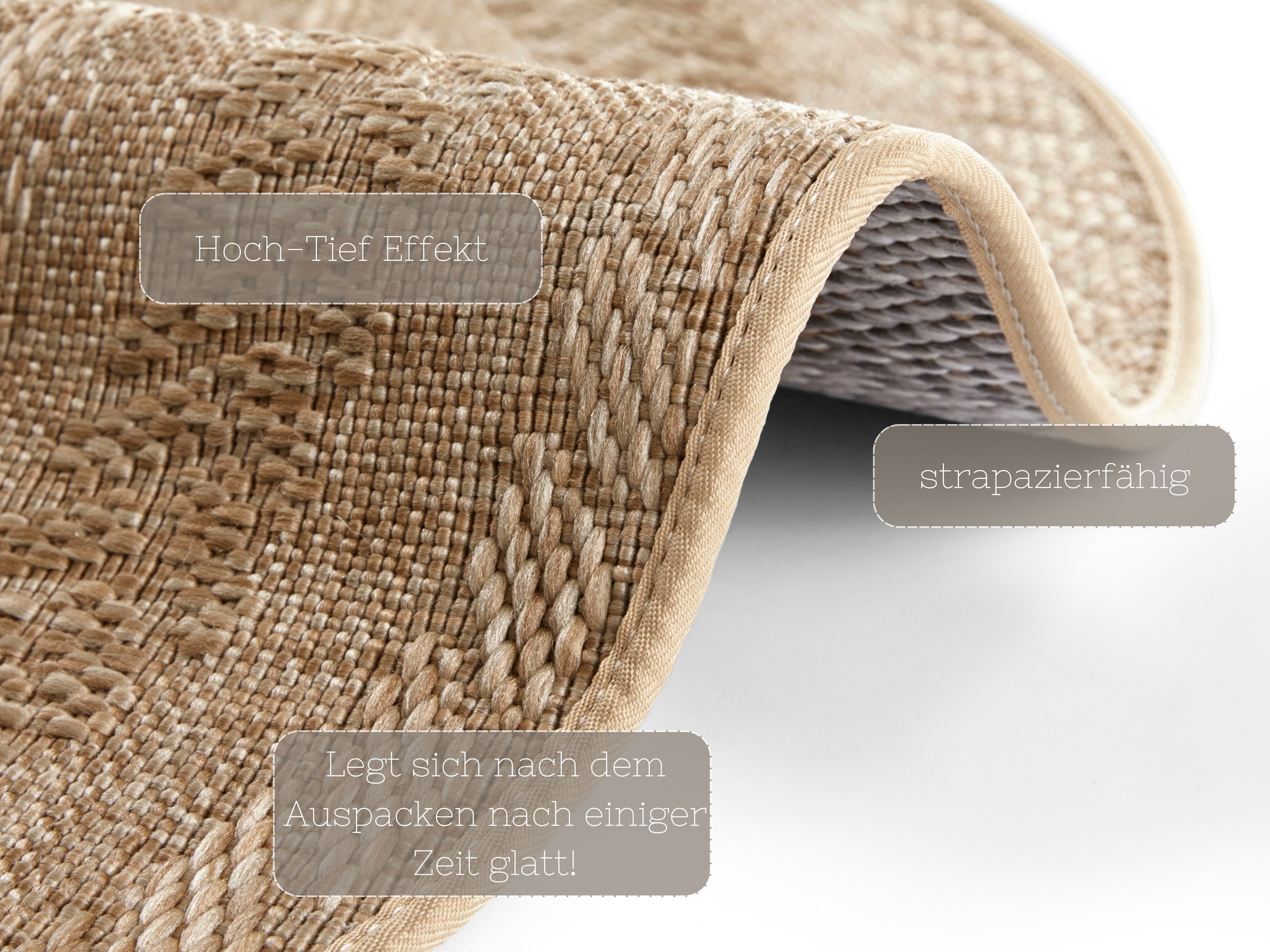 NORTHRUGS Teppich »Almendro«, rund, 6 mm Höhe, Sisal Optik, Robust, Pflegeleicht, Flachgewebe