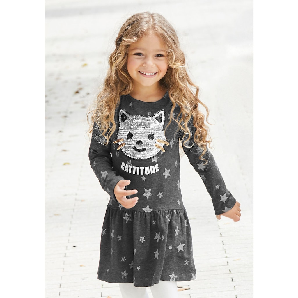 KIDSWORLD Jerseykleid »für kleine Mädchen«, mit Pailletten-Applikation