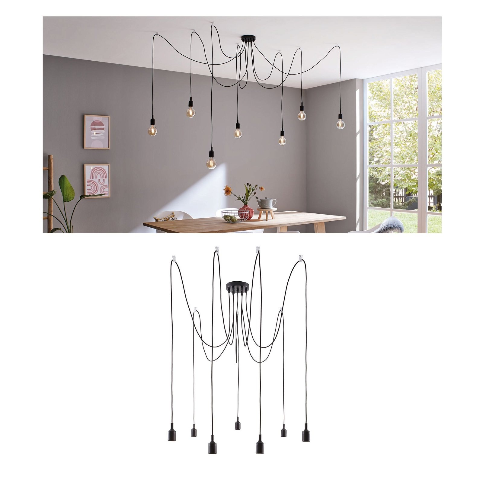 Paulmann Pendelleuchte »Neordic Ketil max.7x60W Schwarz 230V Silikon/Metall günstig online kaufen