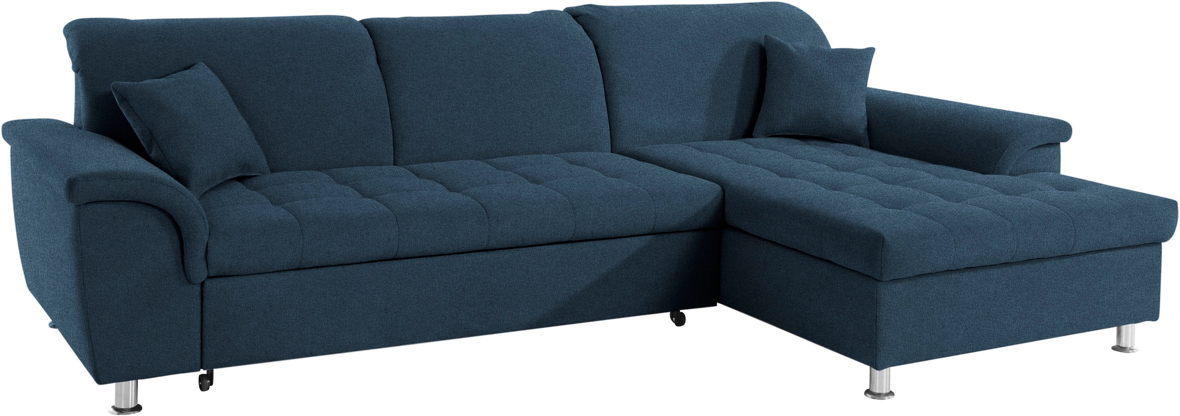 DOMO collection Ecksofa »Franzi, zeitlos und elegant, moderne Sitzheftung, L-Form«, wahlweise mit Kopfteilverstellung (dann Tiefe: 170 cm)