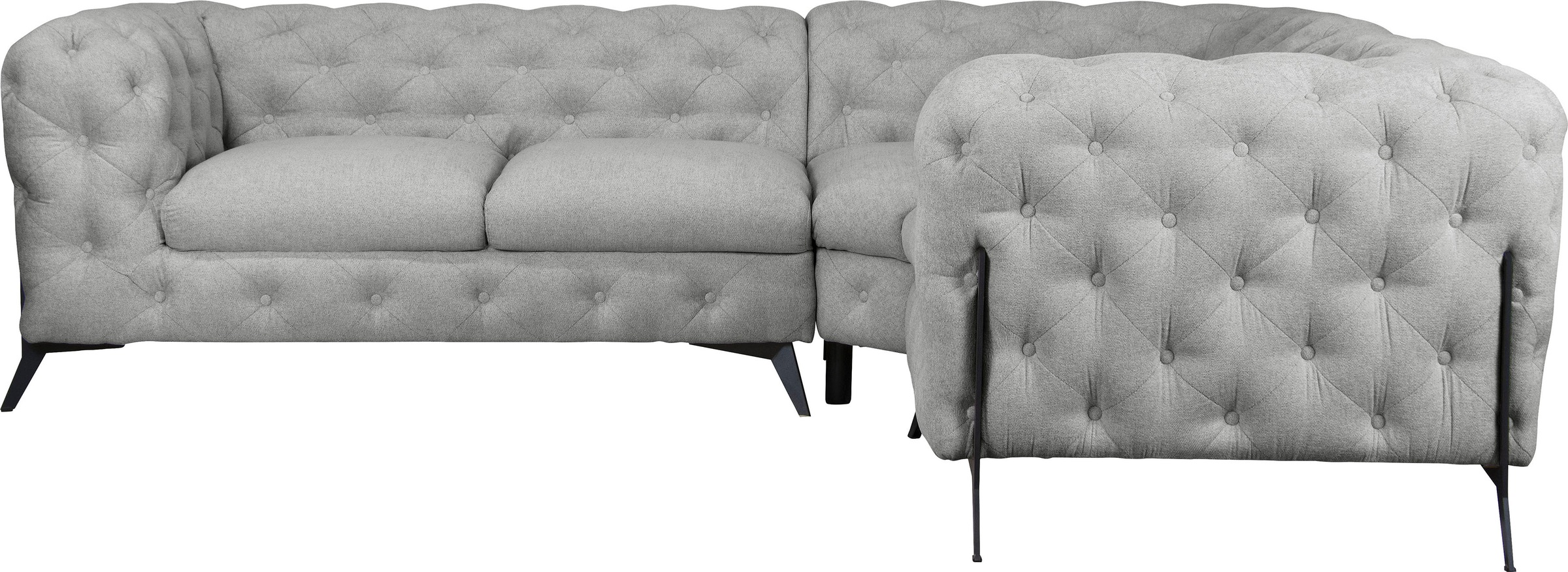 Leonique Chesterfield-Sofa »Amaury L-Form«, moderne Chersterfield-Optik, Breite 262 cm, Fußfarbe wählbar
