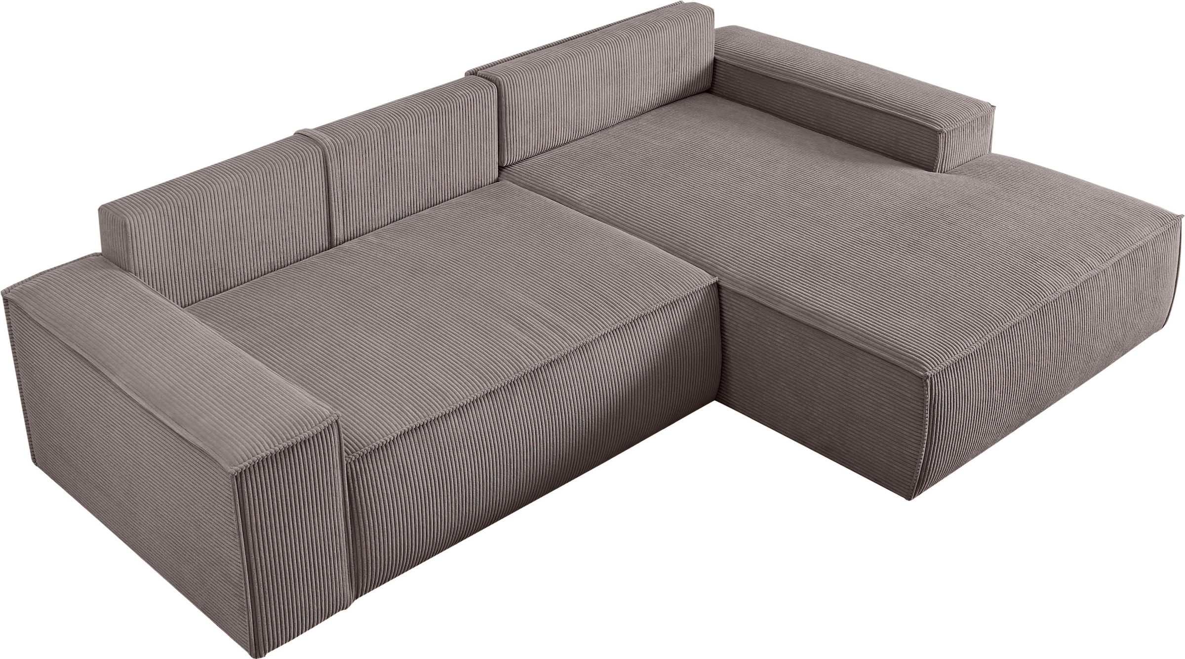 Home affaire Ecksofa »SHERWOOD Schlafsofa 267 cm, L-Form,«, Schlaffunktion mit Bettkasten (210x136 cm), Cord, Vintage, Samtvelours