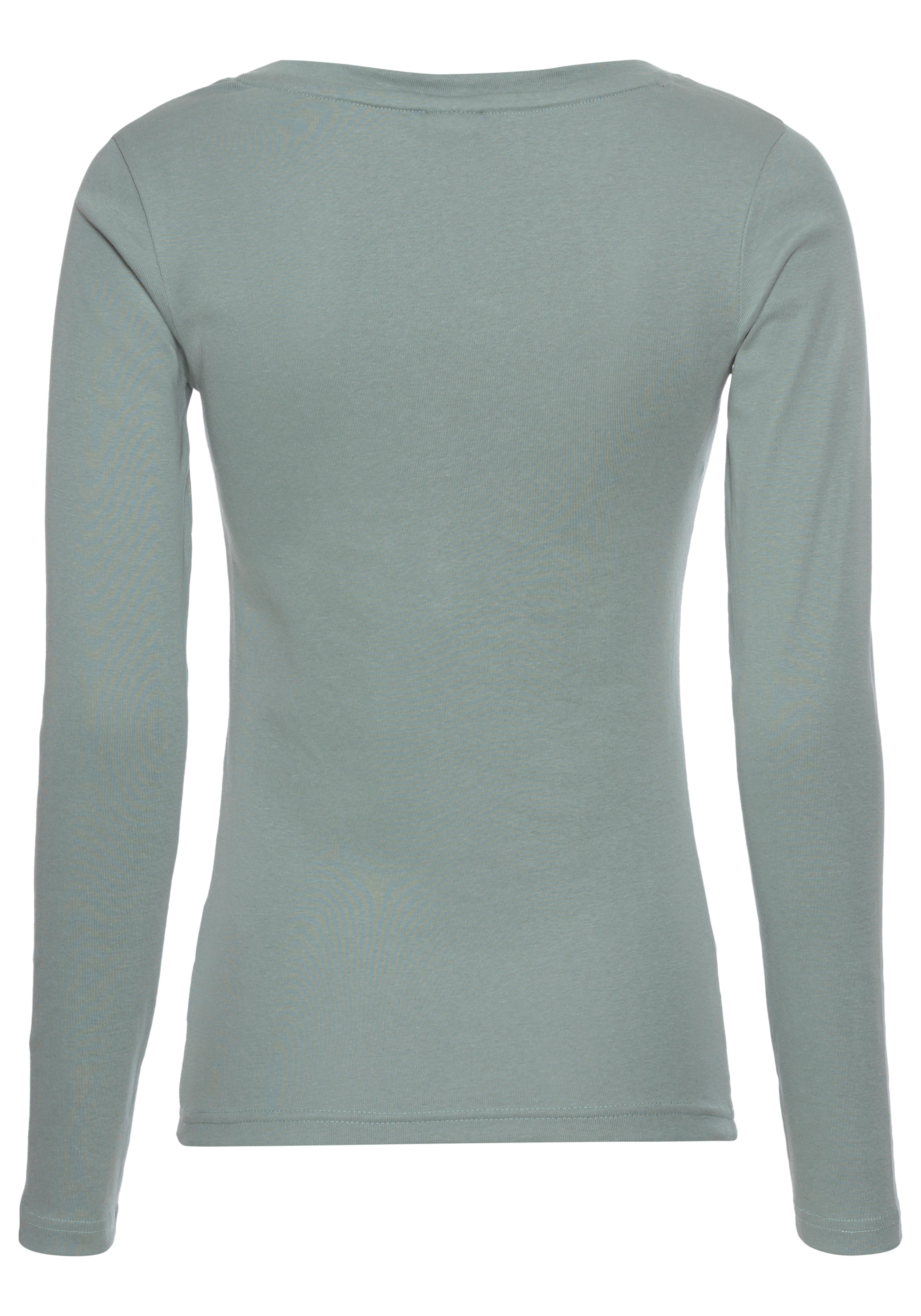 KangaROOS Langarmshirt, krempelbare Ärmel, figurbetonter Schnitt, mit Logodruck