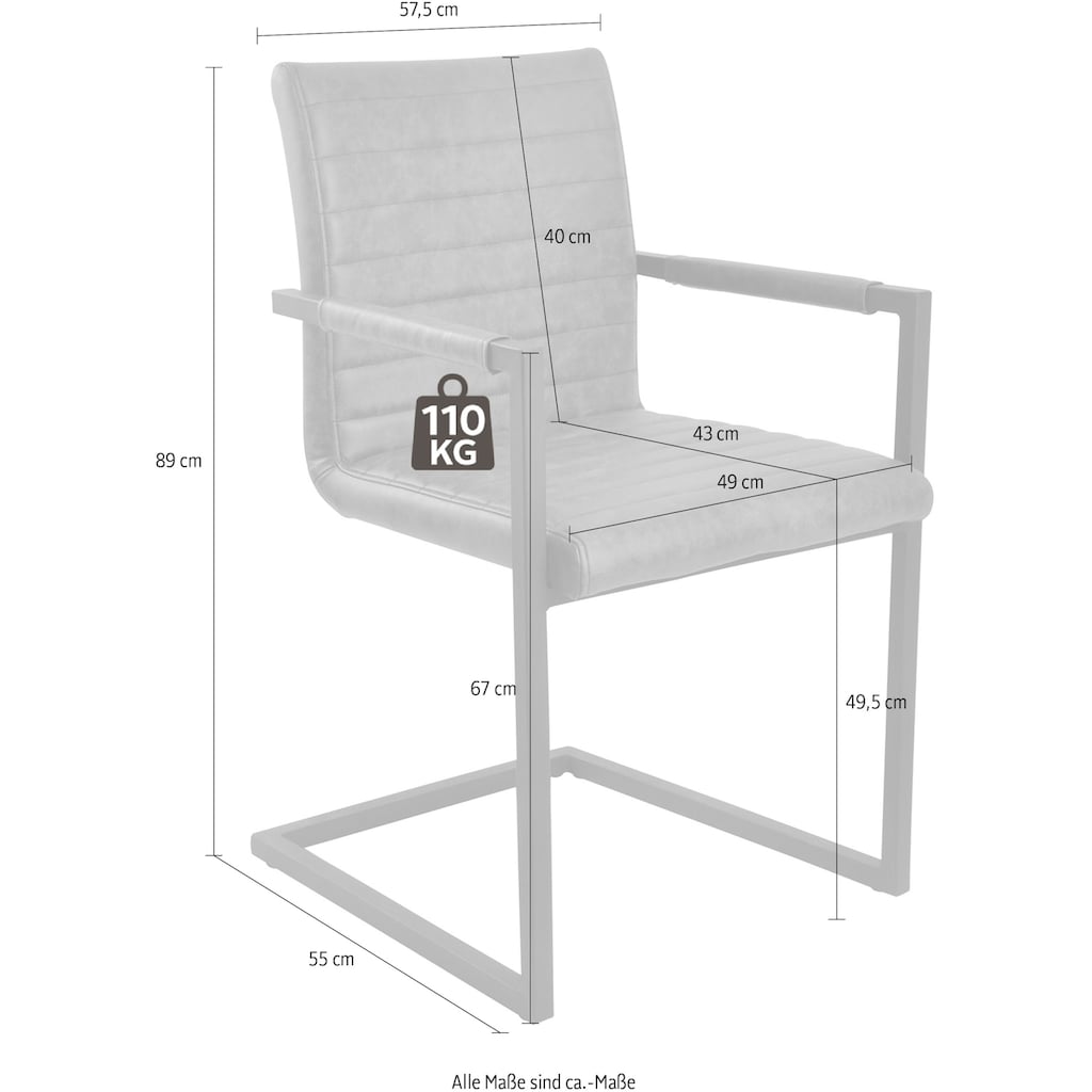 SalesFever Freischwinger, (Set), 2 St., mit Quersteppung auf Rücken- und Sitzbereich, Armlehnstuhl