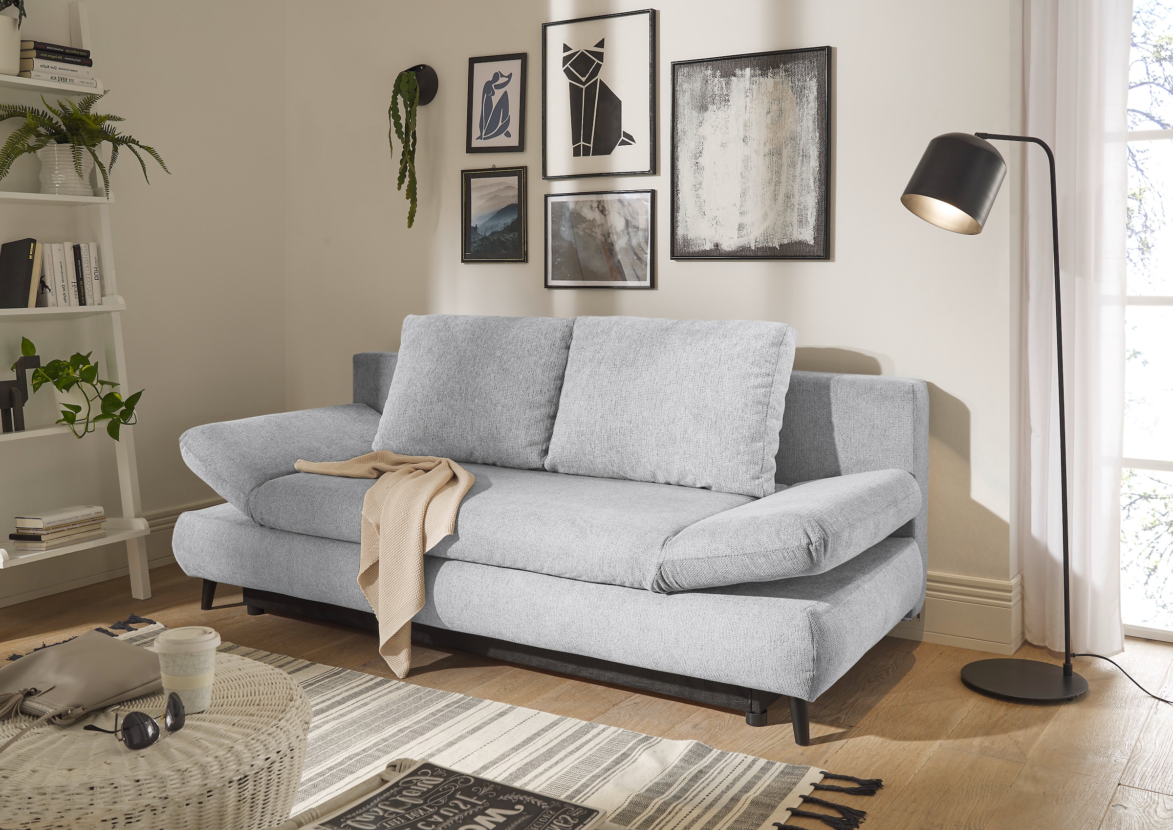 ED EXCITING DESIGN Schlafsofa »Sunny«, mit Bettfunktion, Armteilverstellung, Bettkasten sowie Rückenkissen