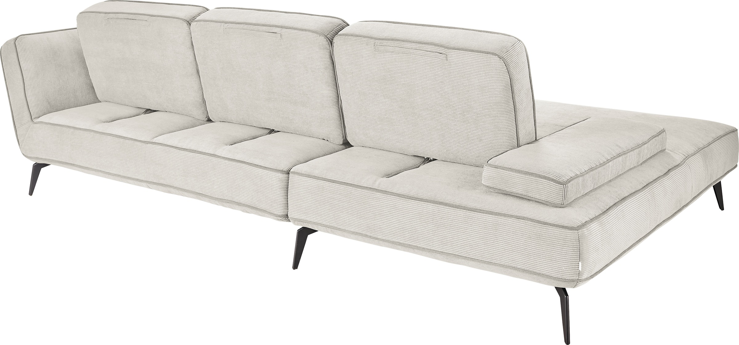 set one by Musterring Ecksofa »SO 4500, Füße schwarz matt, inkl Schwenkrückenfunktion, Cord, L-Form«, wahlweise mit Kopfstütze/Armteilverstellung/Rückenneigung