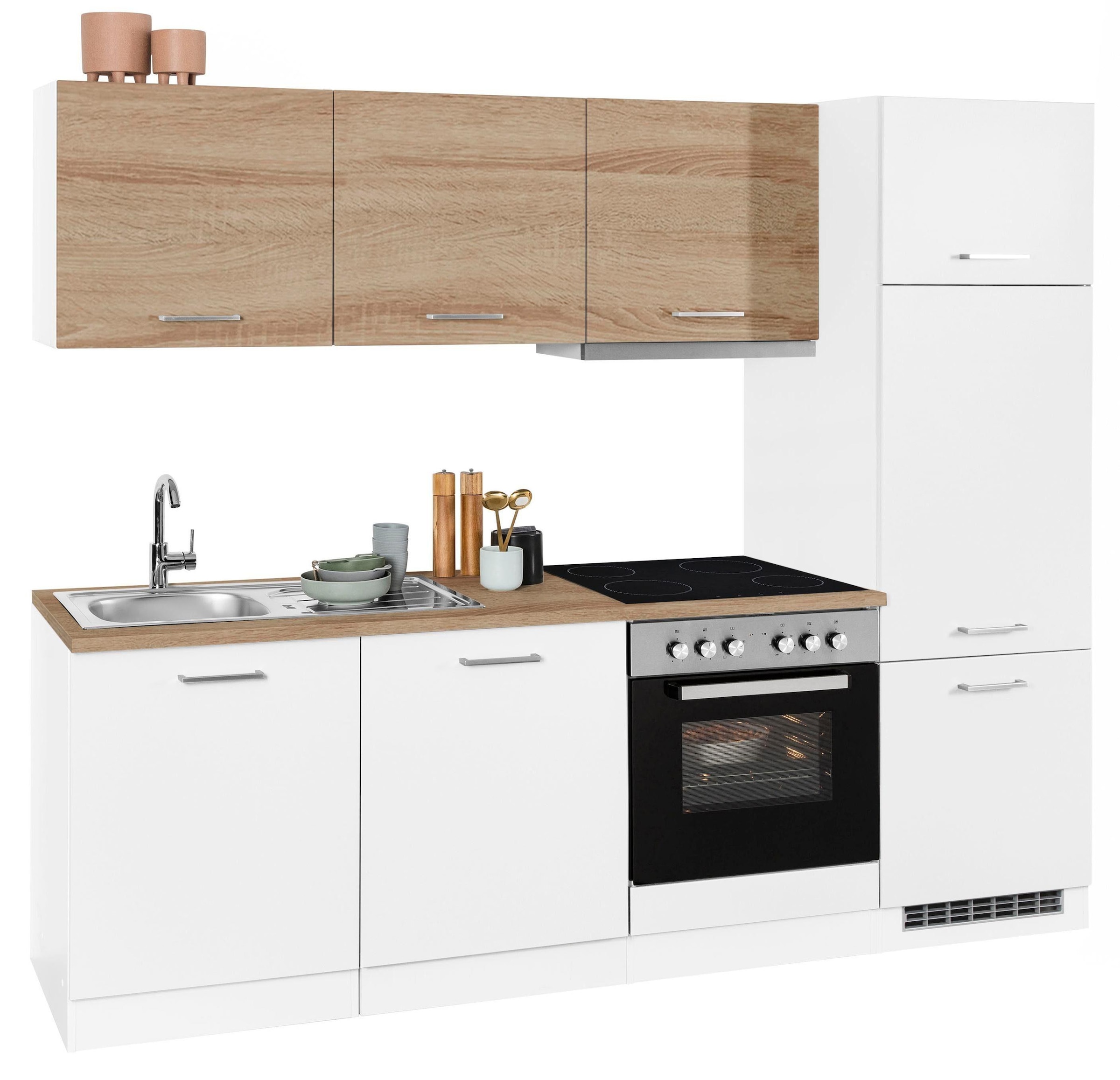 HELD MÖBEL Küchenzeile 240 E-Geräte, kaufen und für cm »Visby«, Kühlschrank online Breite ohne Geschirrspüler