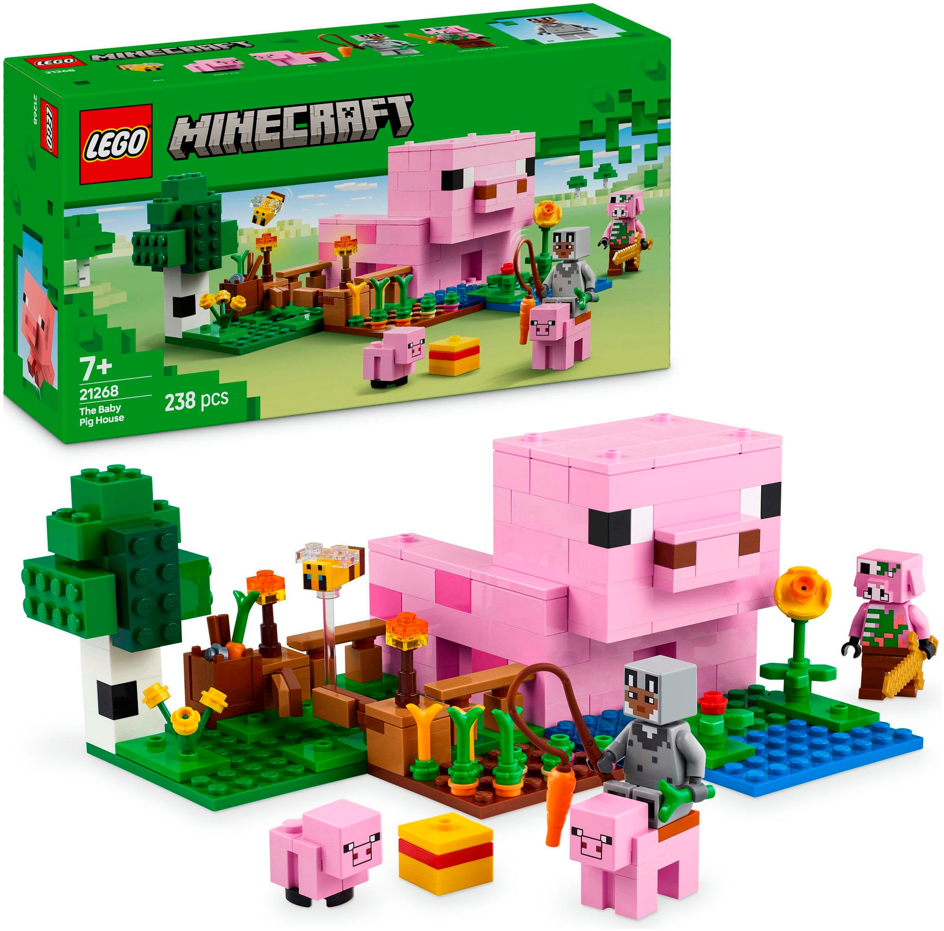 LEGO® Konstruktionsspielsteine »Das Babyschwein-Haus (21268), LEGO Minecraft«, (238 St.),...