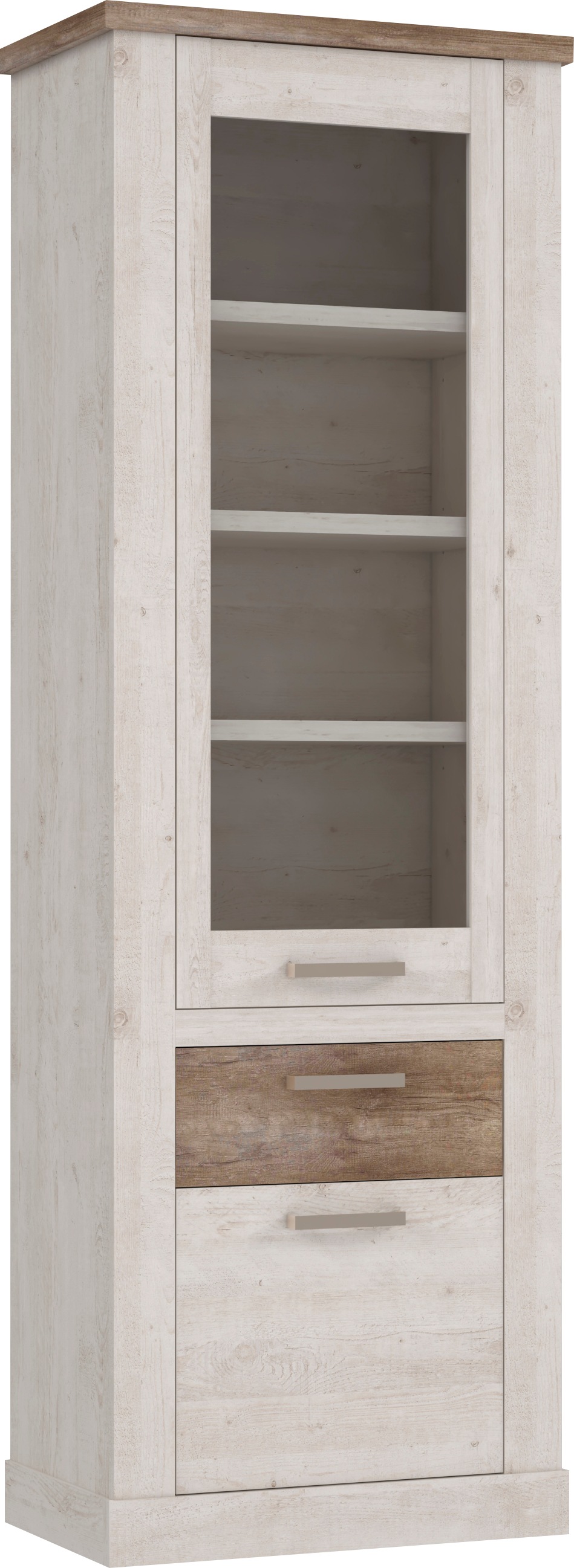 FORTE Vitrine "Duro" Höhe 212 cm, Glasvitrine mit Schublade, im Landhaussti günstig online kaufen