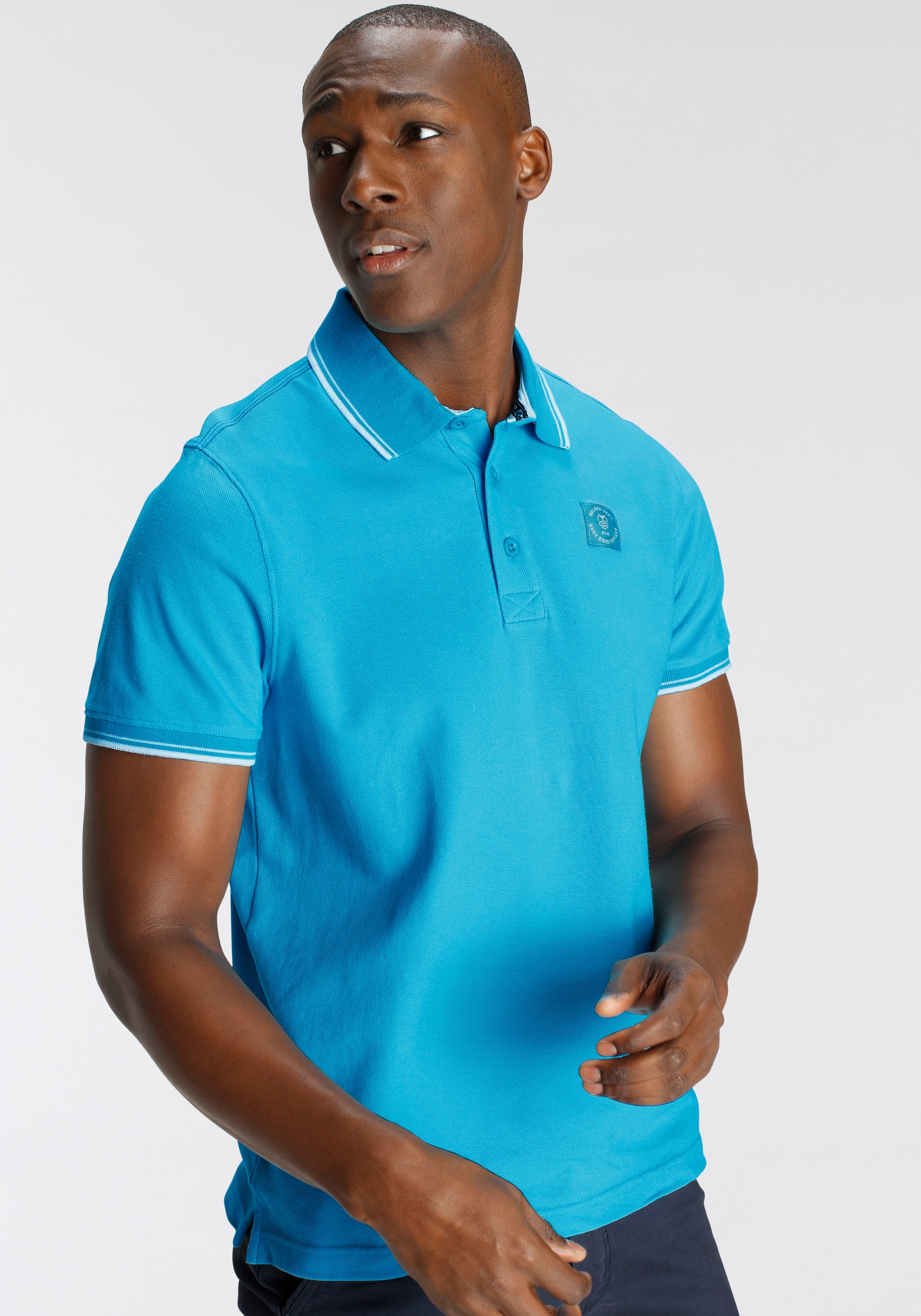 DELMAO Poloshirt, mit modischem Brustlabel - NEUE MARKE!